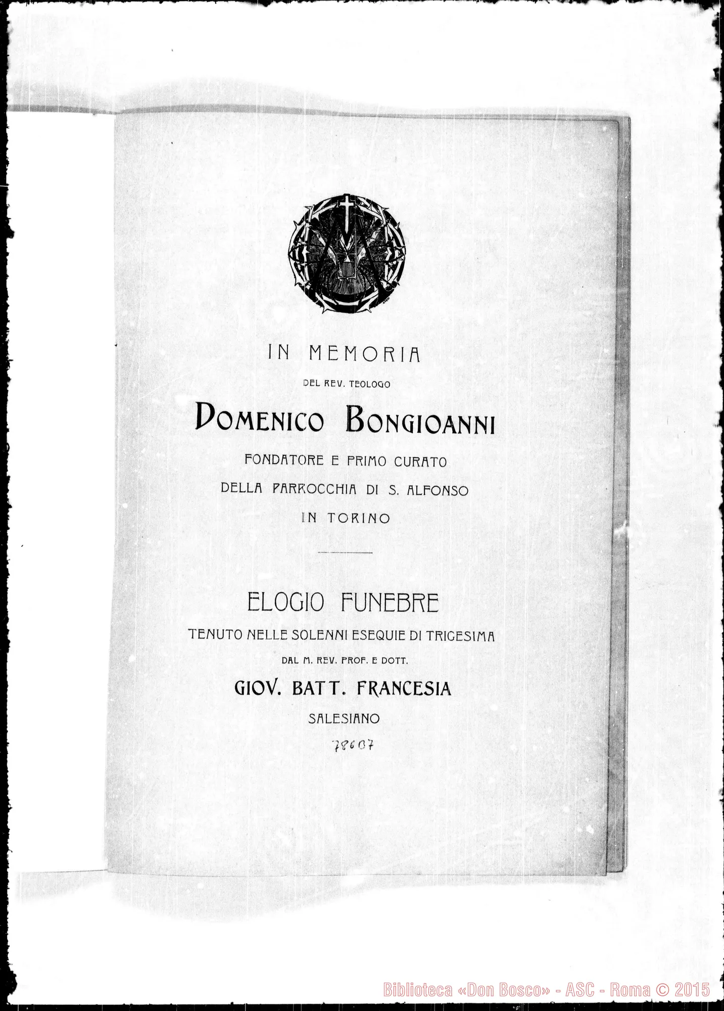 Fotogramma B 7 — Elogio funebre di D. Domenico Bongiovanni