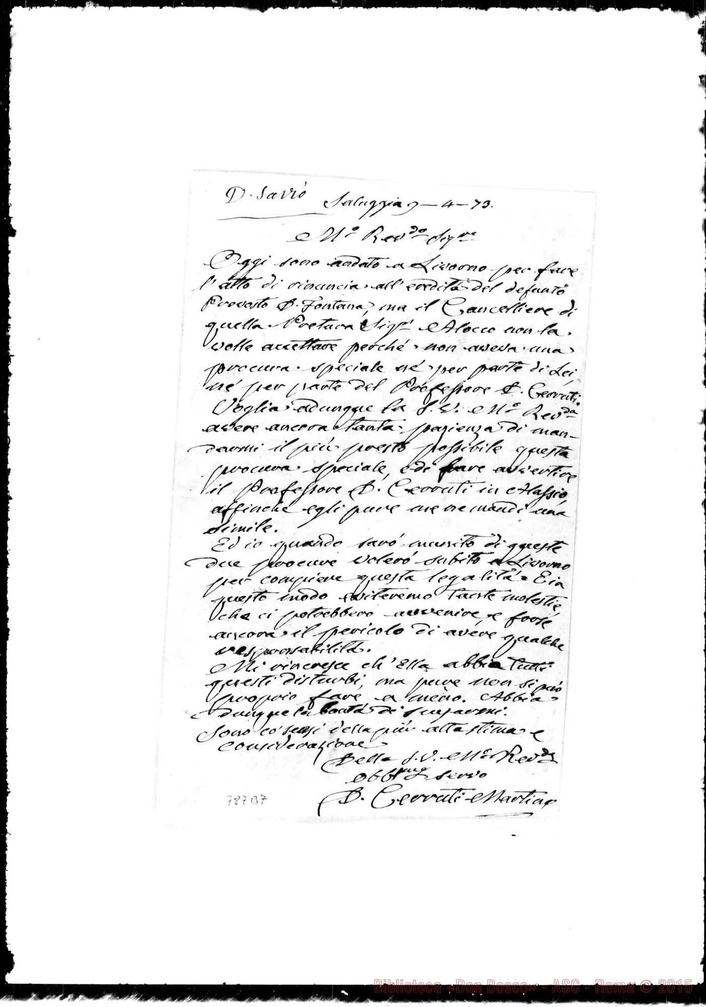 Fotogramma B 7 — Cerruti Martino-Molto Rev.do Sig.