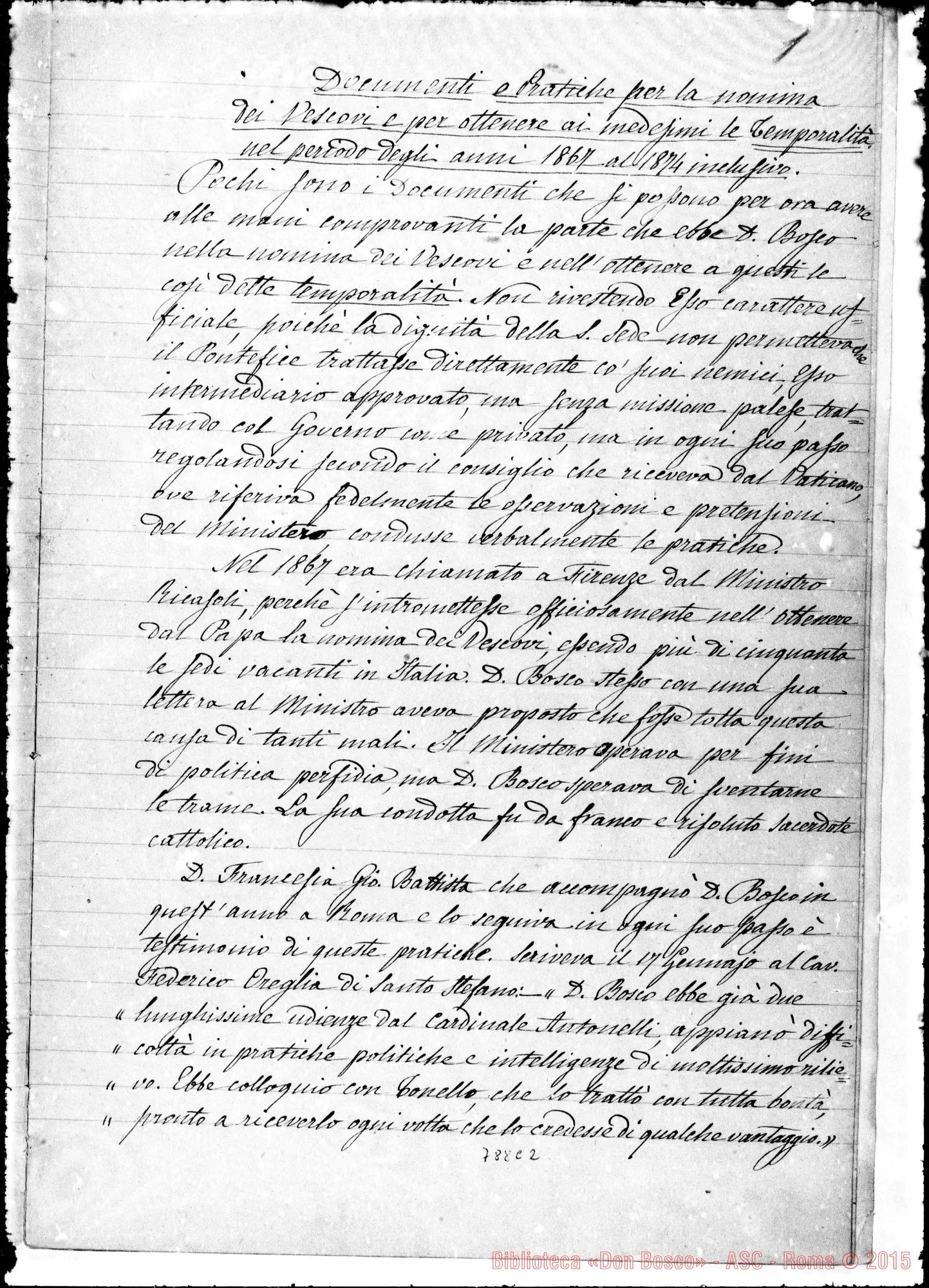 Fotogramma C 2 — Documenti comprobanti la parte che D. Bosco ebbe… Copia ms. Berto