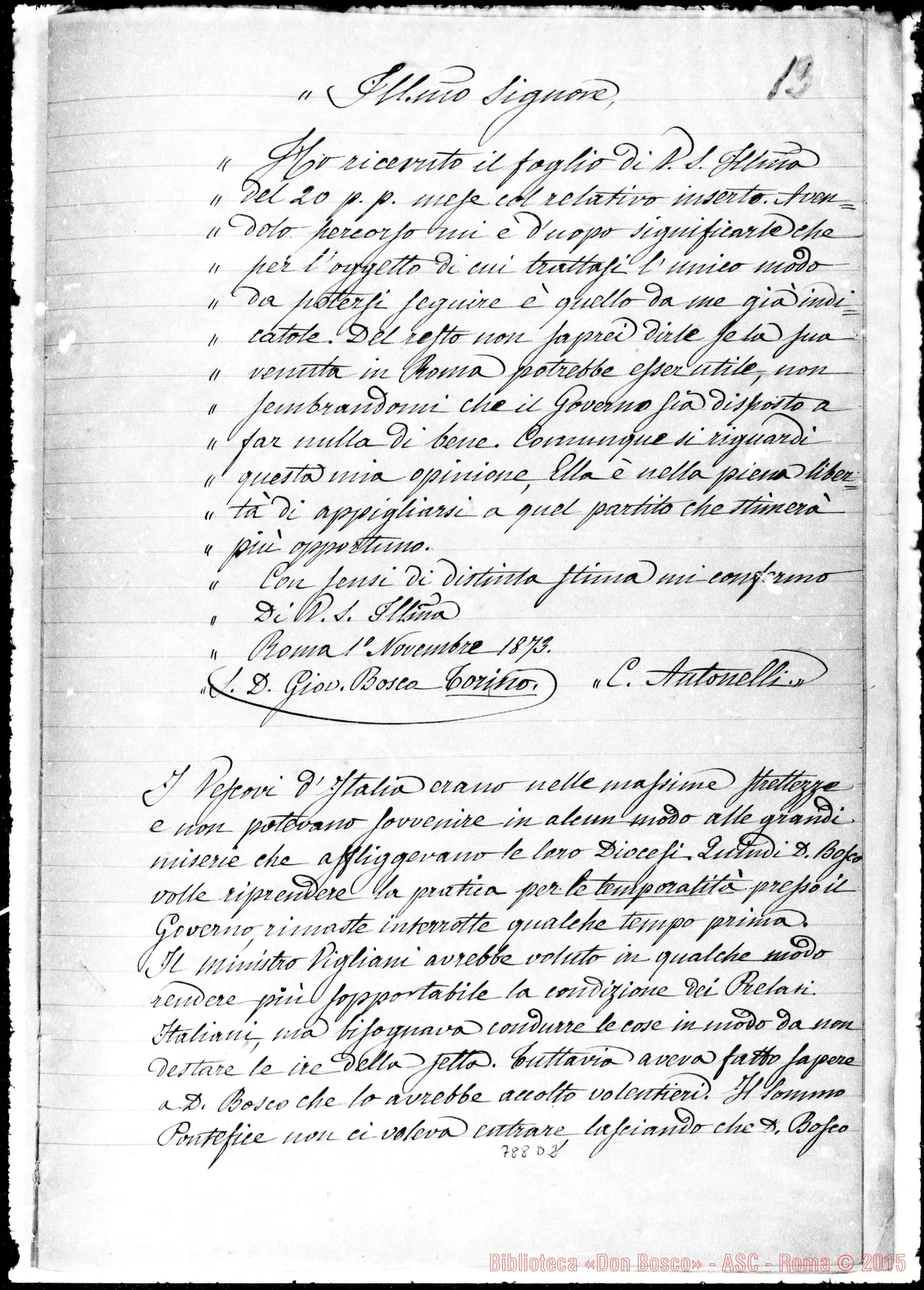 Fotogramma D 2 — Documenti comprobanti la parte che D. Bosco ebbe… Copia ms. Berto