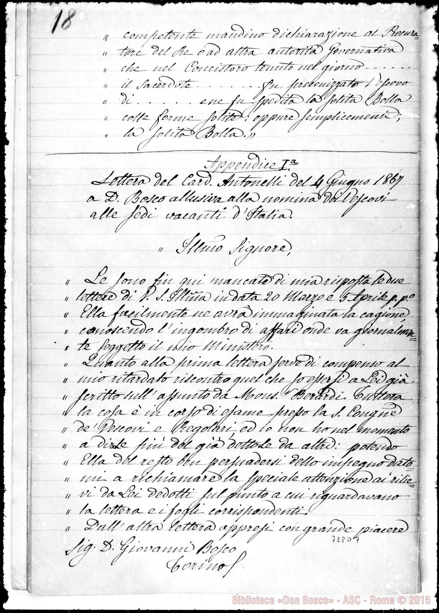 Fotogramma D 7 — Documenti comprobanti la parte che D. Bosco ebbe… Copia ms. Berto