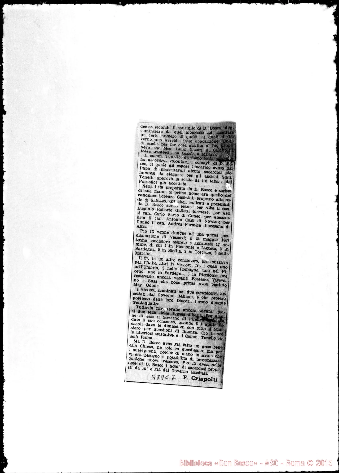 Fotogramma C 7 — Documenti editi da De Vecchi E da Crispolti