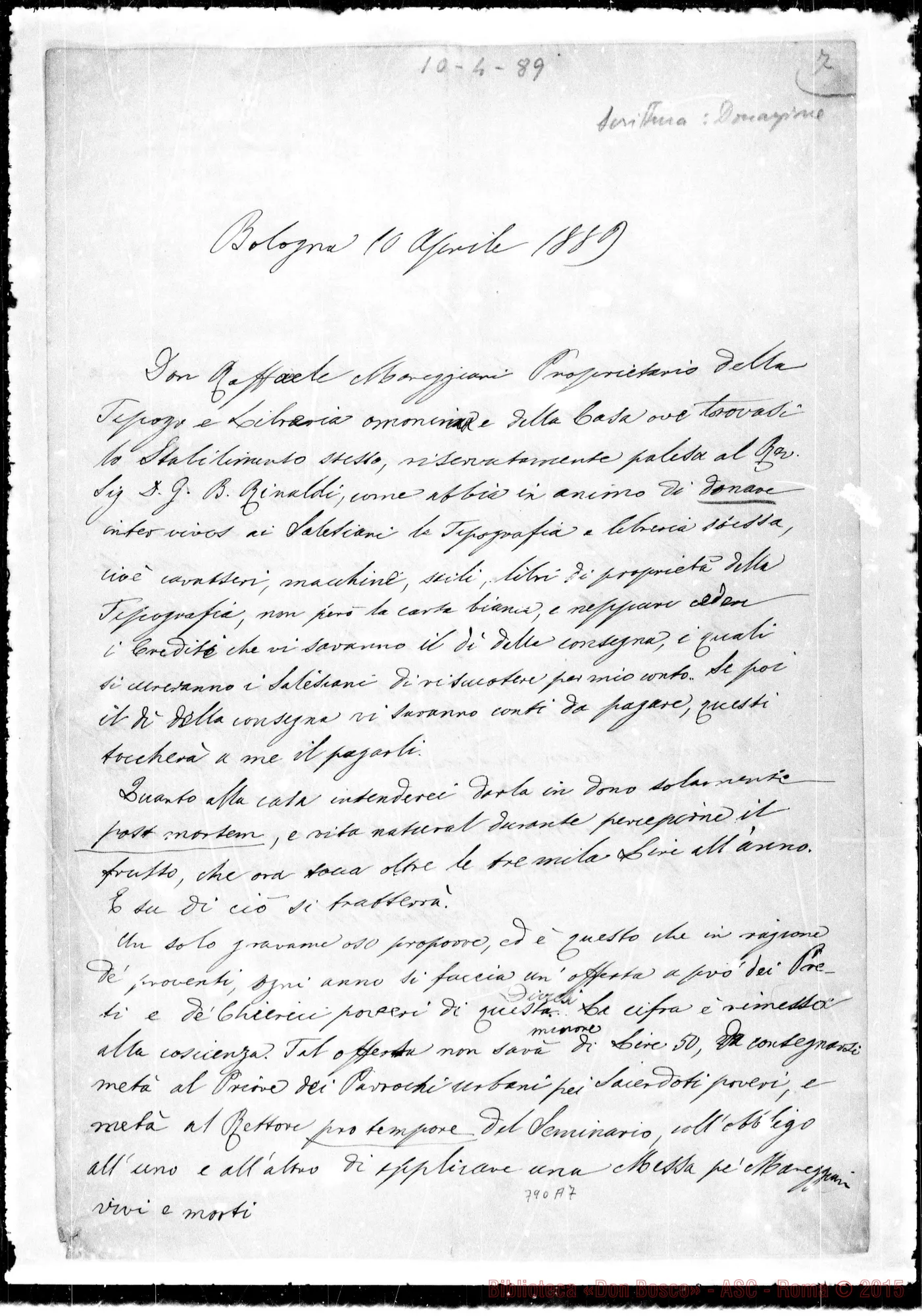 Fotogramma A 7 — Mareggiani: Scrittura donazione