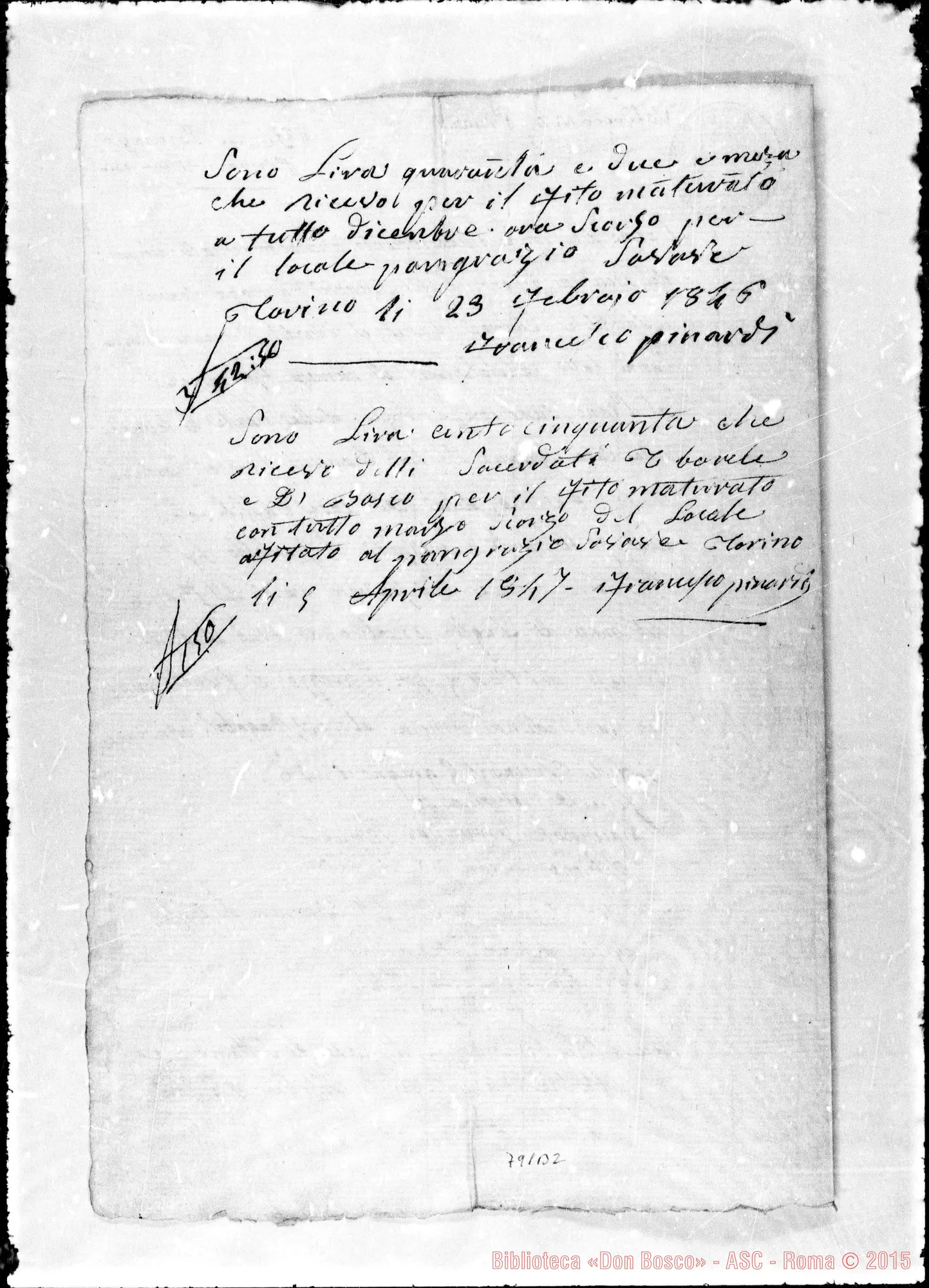 Fotogramma B 2 — Torino-Valdocco: Casa Pinardi. Capitolazione d’affittamento