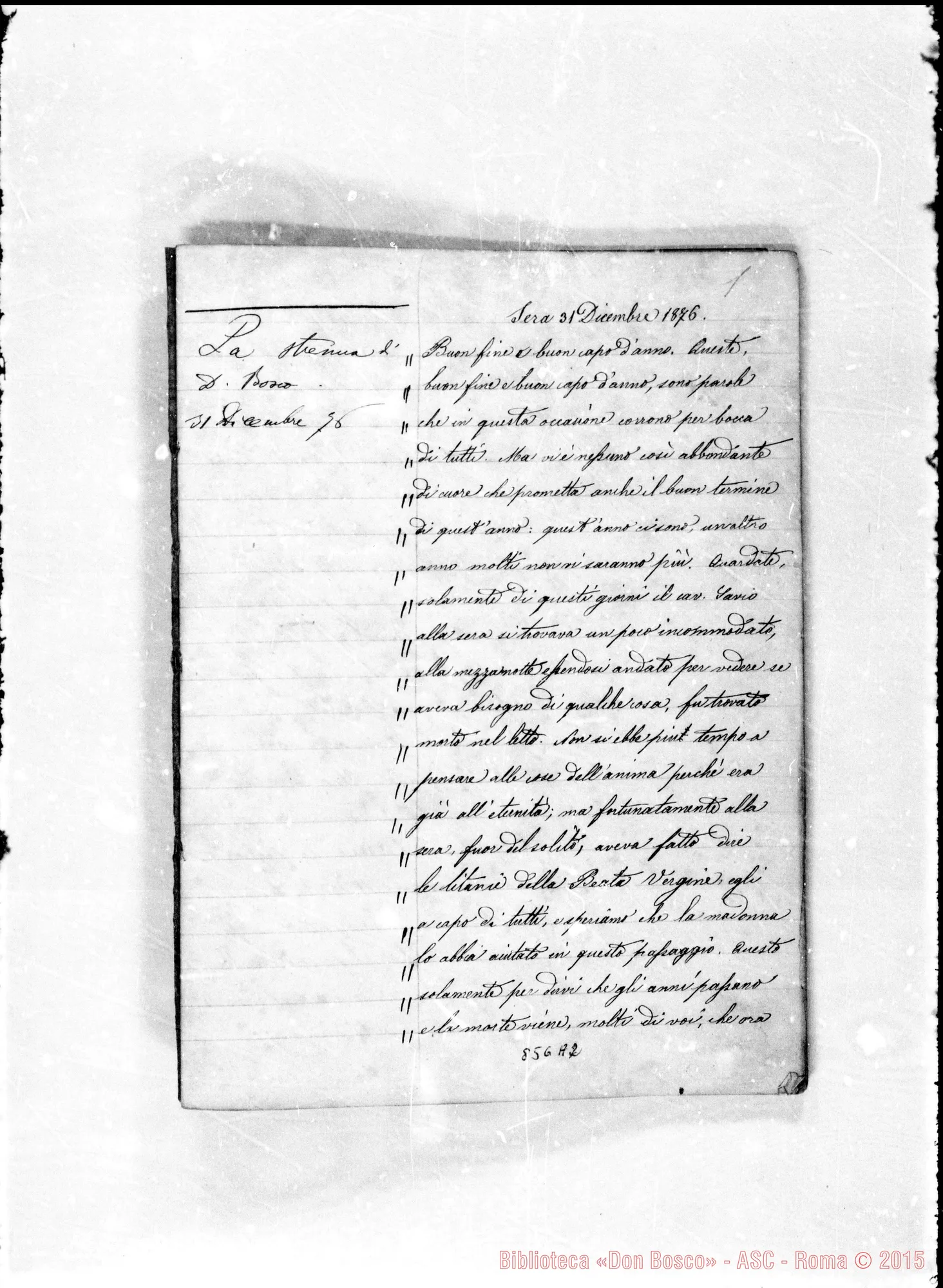 Fotogramma A 2 — Conferenze di D. Bosco dal 31 dicembre 76 alli 11 aprile 1877