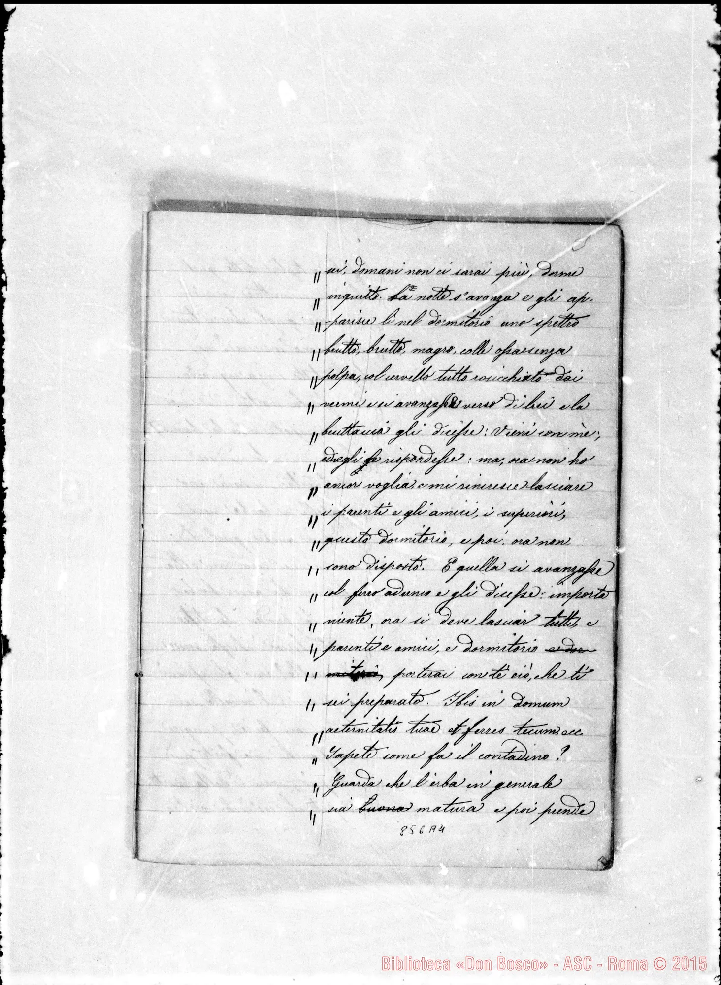 Fotogramma A 4 — Conferenze di D. Bosco dal 31 dicembre 76 alli 11 aprile 1877