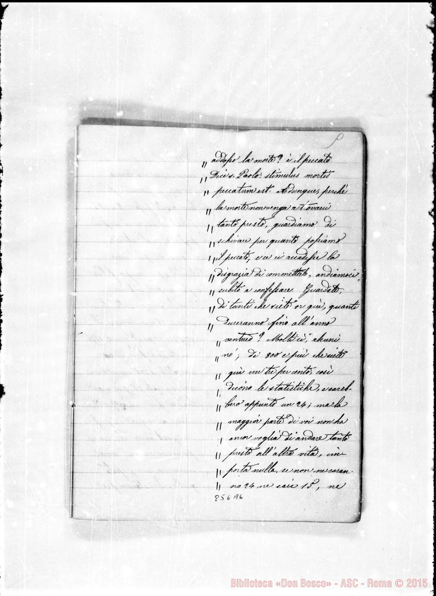 Fotogramma A 6 — Conferenze di D. Bosco dal 31 dicembre 76 alli 11 aprile 1877