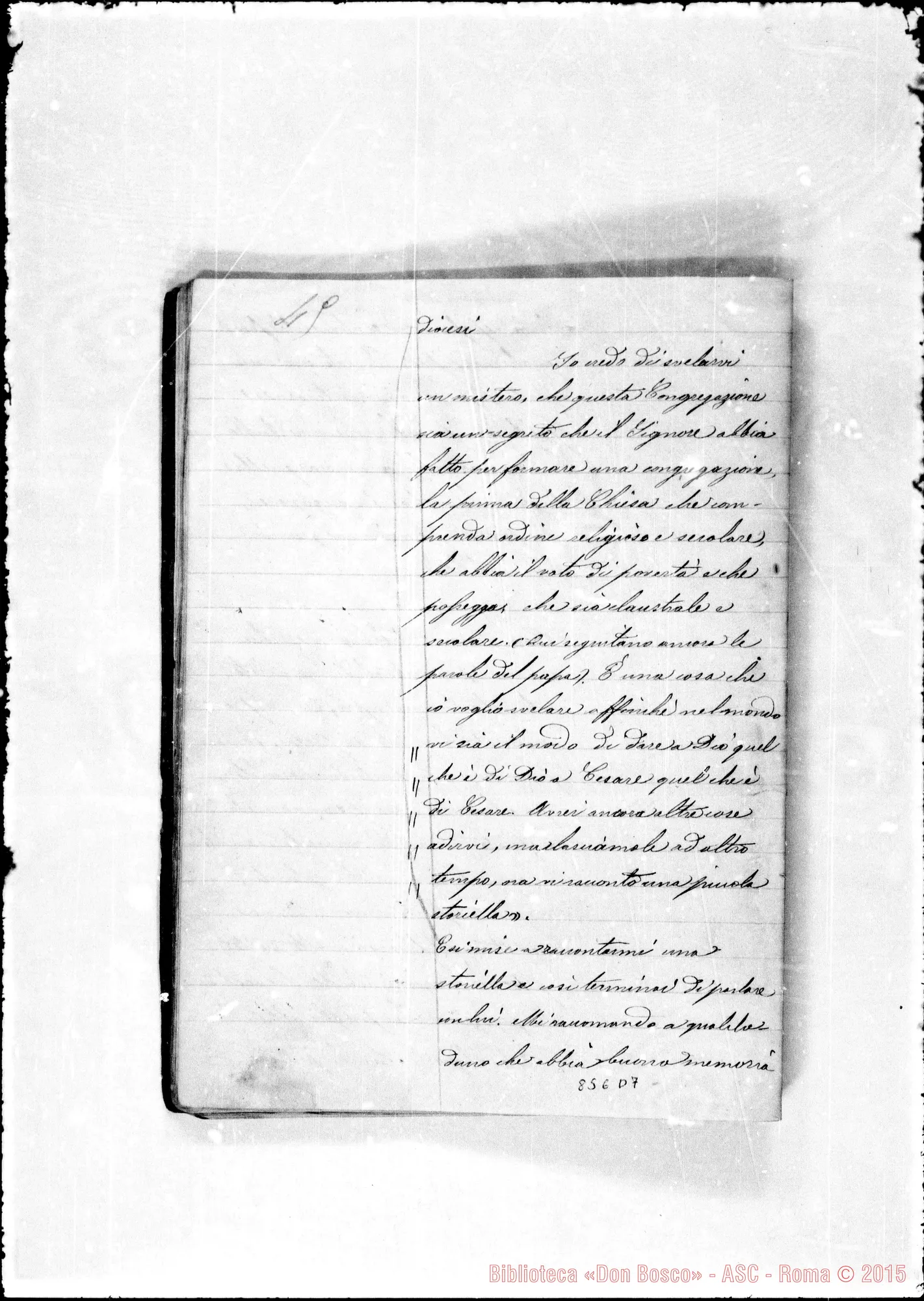 Fotogramma D 7 — Conferenze di D. Bosco dal 31 dicembre 76 alli 11 aprile 1877