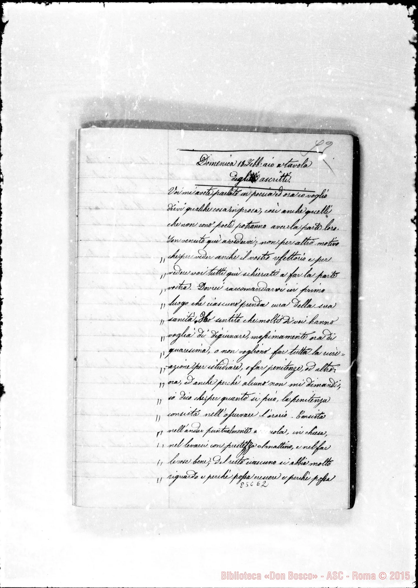 Fotogramma E 2 — Conferenze di D. Bosco dal 31 dicembre 76 alli 11 aprile 1877