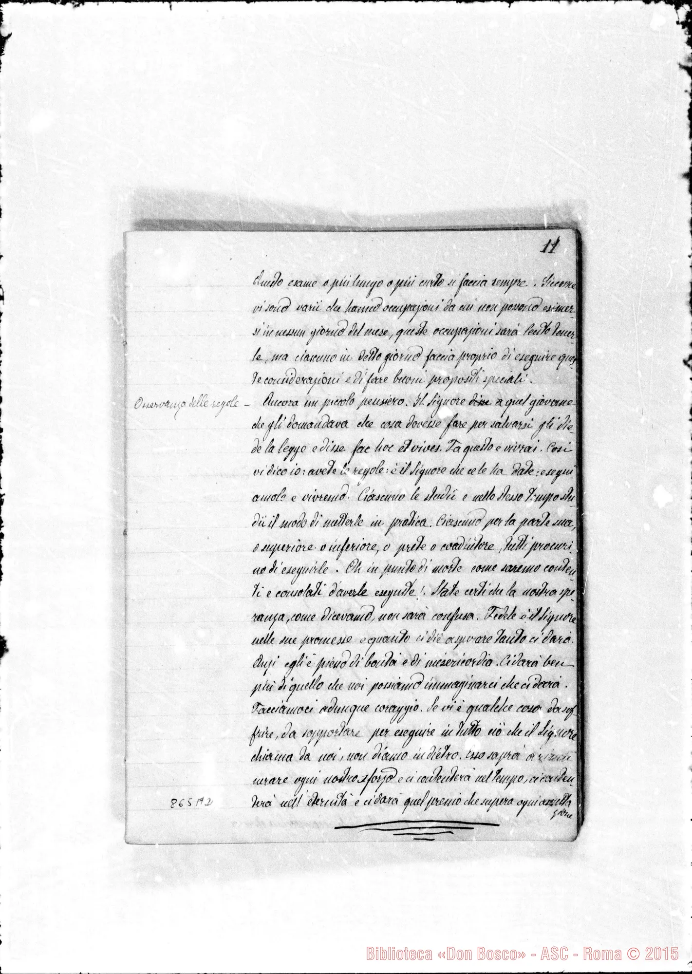 Fotogramma A 2 — Esercizi spirituali 1876. Prima muta, conclusione di D. Bosco