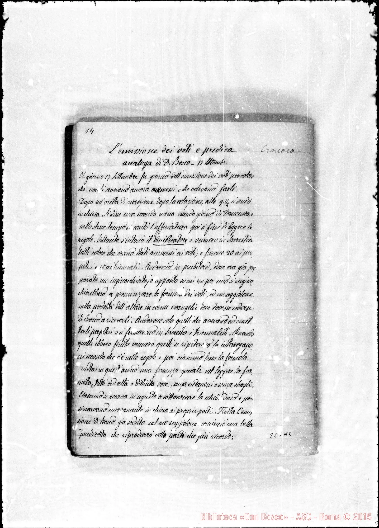 Fotogramma A 5 — Esercizi spirituali 1876. Prima muta, conclusione di D. Bosco