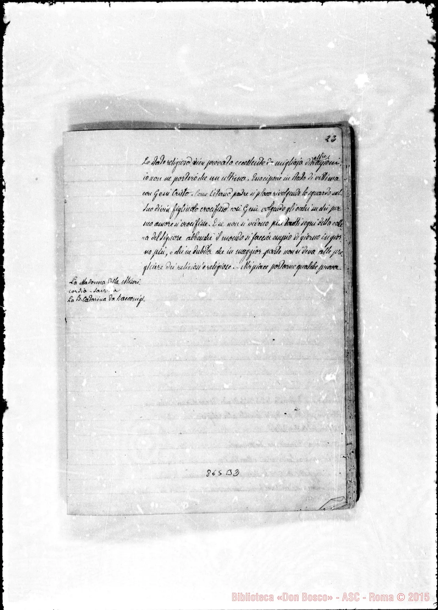 Fotogramma B 2 — Esercizi spirituali 1876. Prima muta, conclusione di D. Bosco