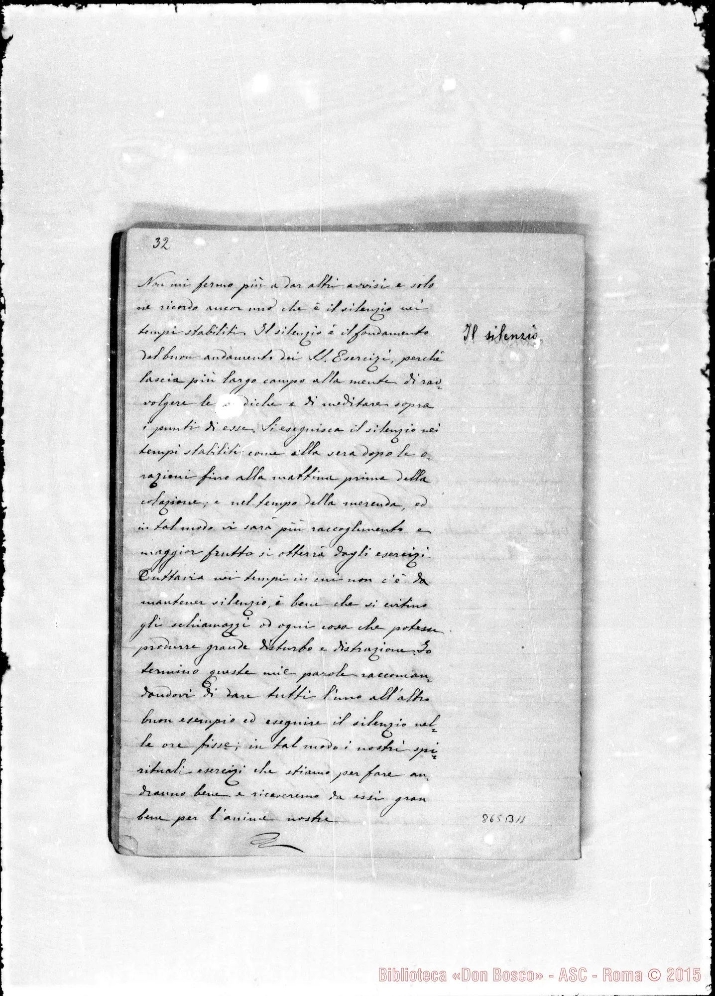 Fotogramma B 11 — Esercizi spirituali 1876. Prima muta, conclusione di D. Bosco