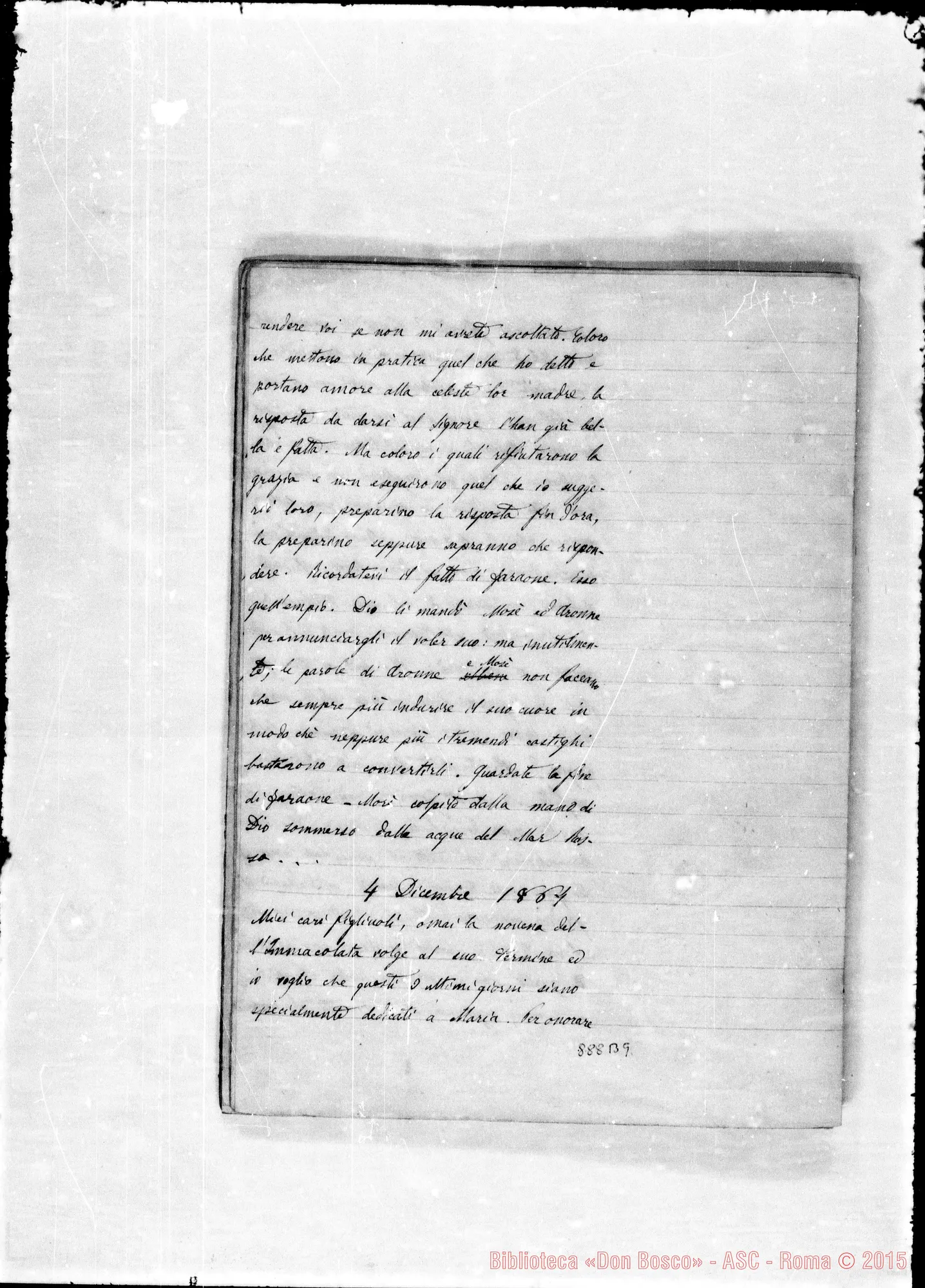 Fotogramma B 9 — Scritti di D. Lemoyne riguardo D. Bosco Gio.