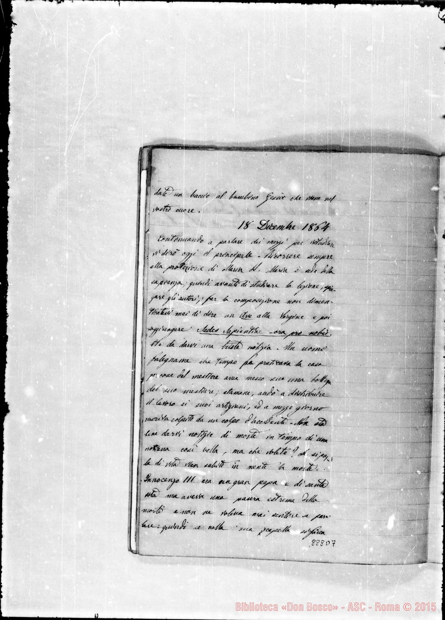 Fotogramma D 7 — Scritti di D. Lemoyne riguardo D. Bosco Gio.