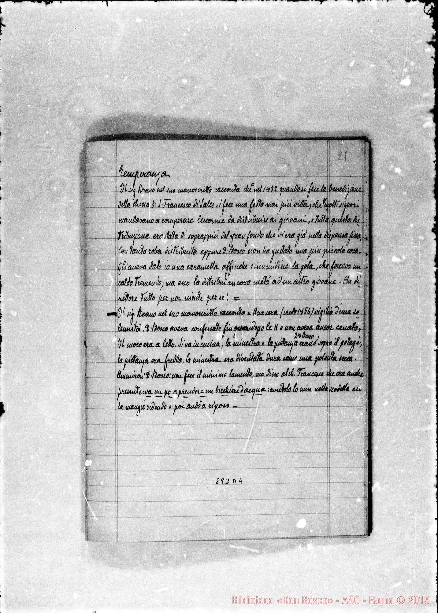 Fotogramma D 4 — Note ms. per deposizione prò Don Bosco. Beatif. E Can.