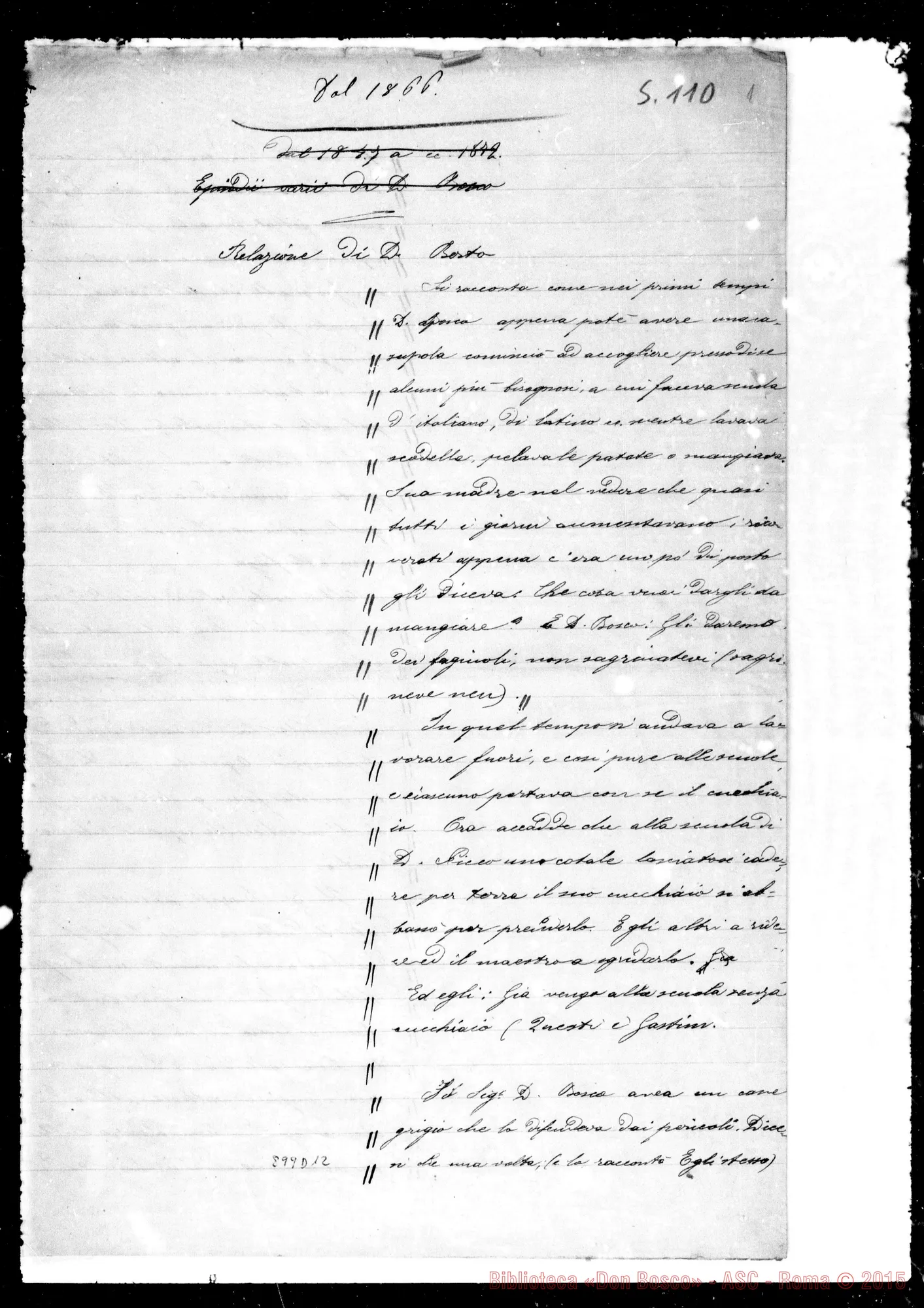 Fotogramma D 12 — «Dal 1847 al 1872. Episodi varii…»