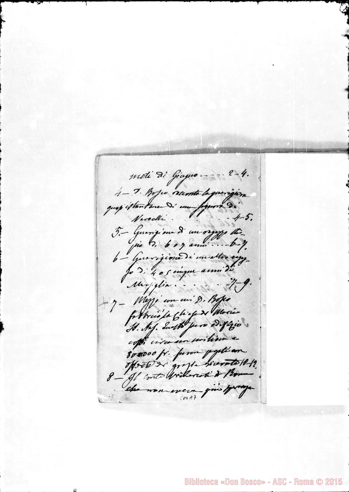 Fotogramma A 7 — Notizie su D. Bosco E Sull’Oratorio. 1867-68