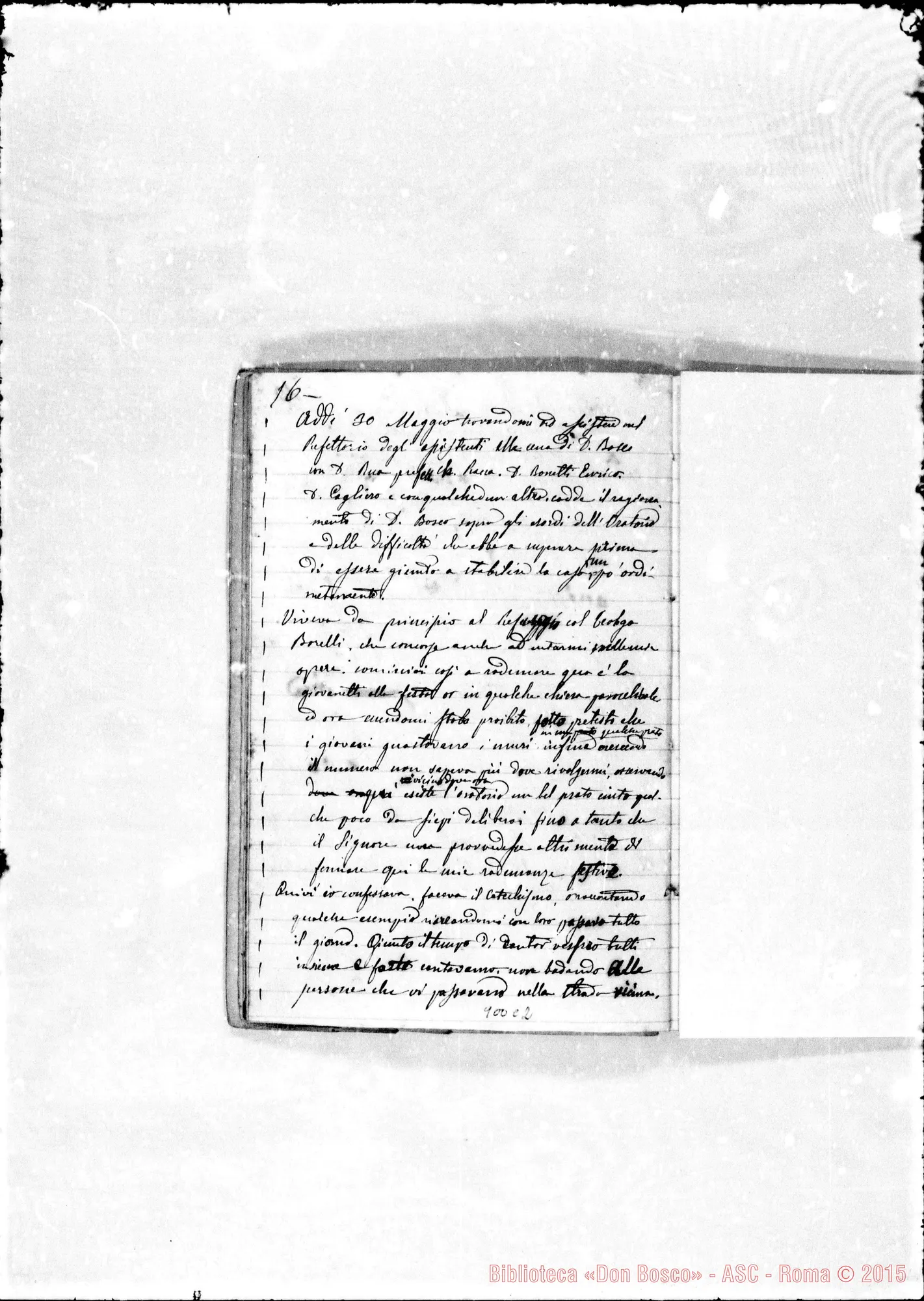 Fotogramma C 2 — Notizie su D. Bosco E Sull’Oratorio. 1867-68