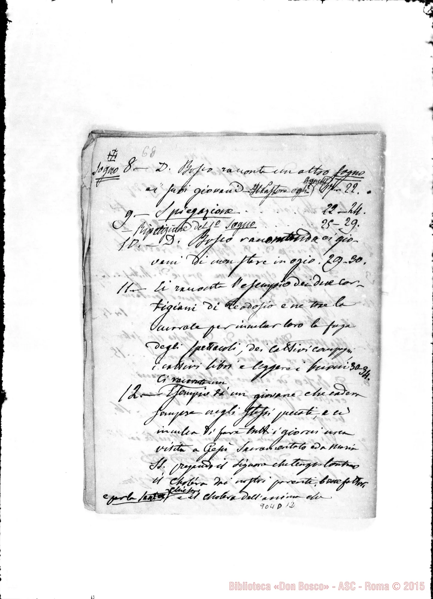 Fotogramma D 12 — Raccolta di detti, fatti E sogni di D. Bosco