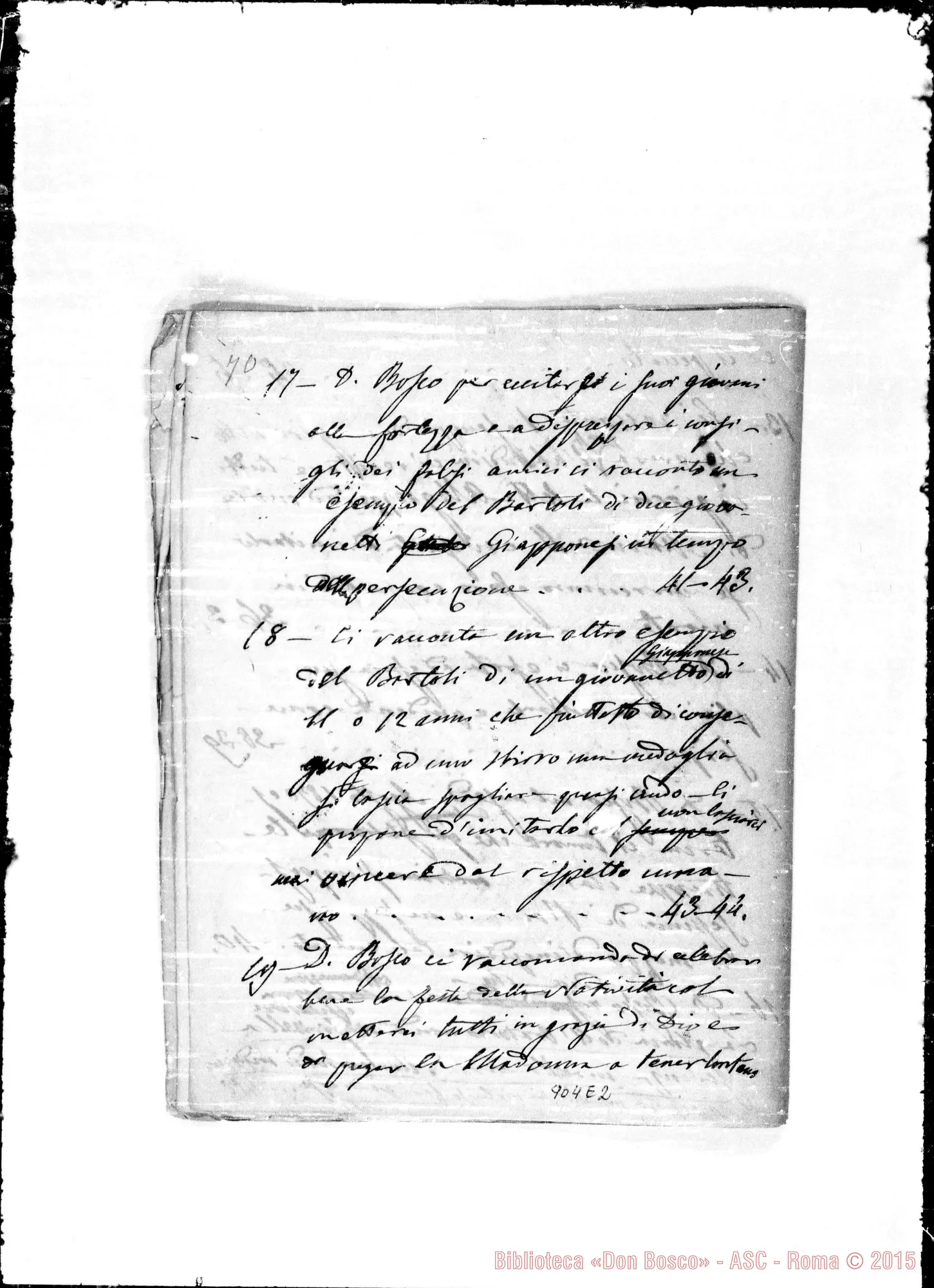 Fotogramma E 2 — Raccolta di detti, fatti E sogni di D. Bosco