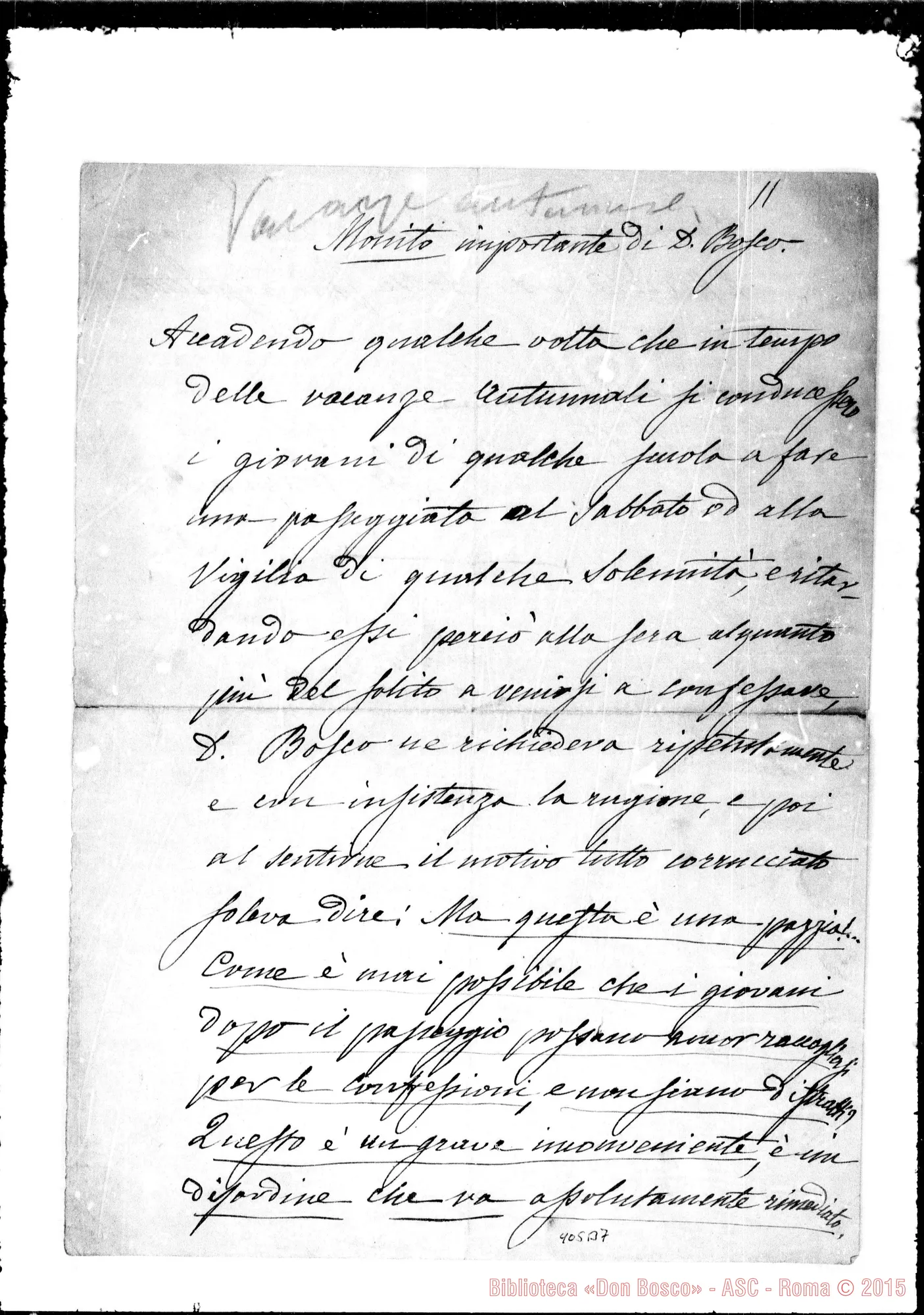 Fotogramma B 7 — «Monito importante di D. Bosco…» ed altri fogli