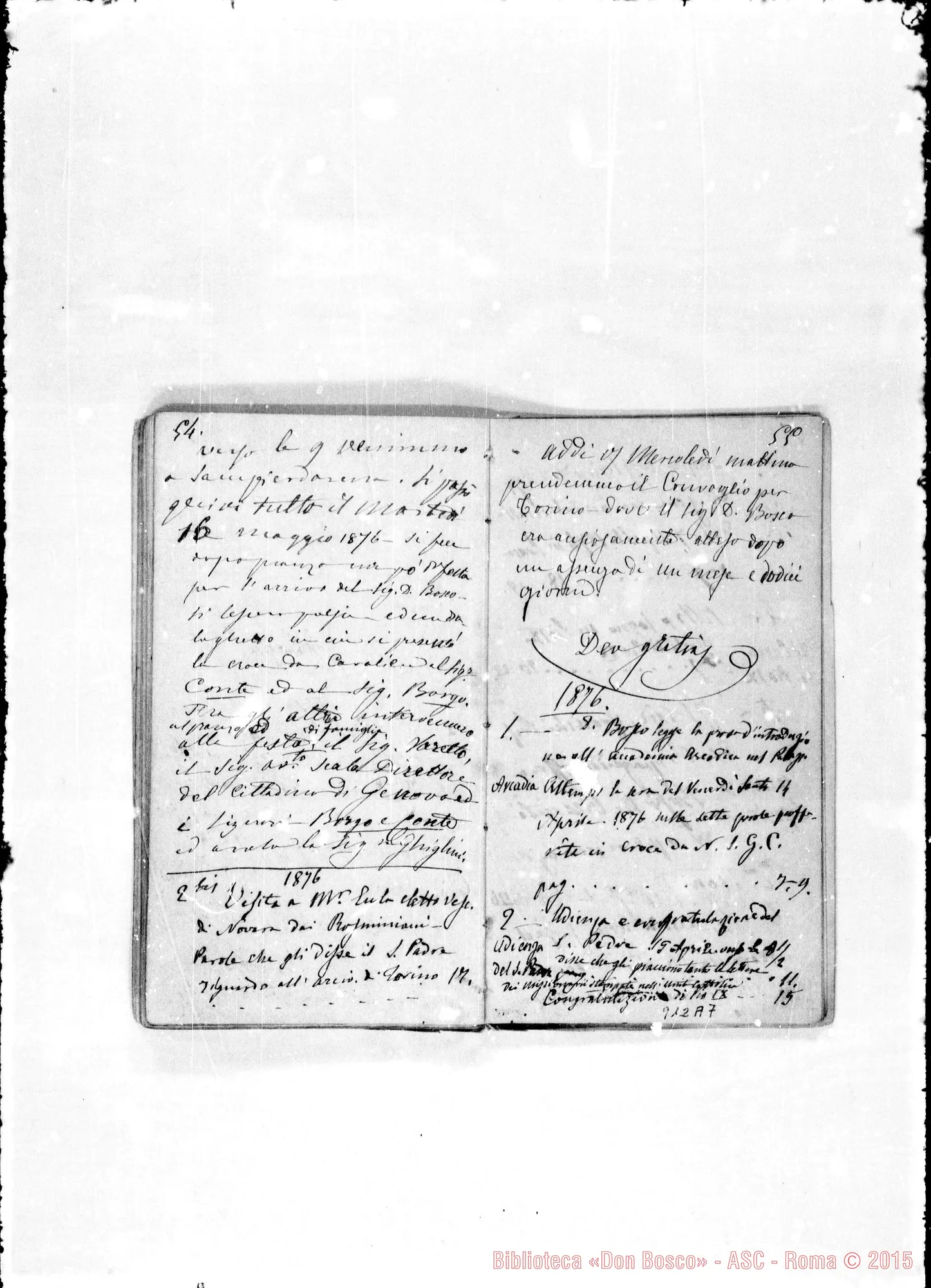 Fotogramma A 7 — Brevi notizie del viaggio A Roma nel 1876