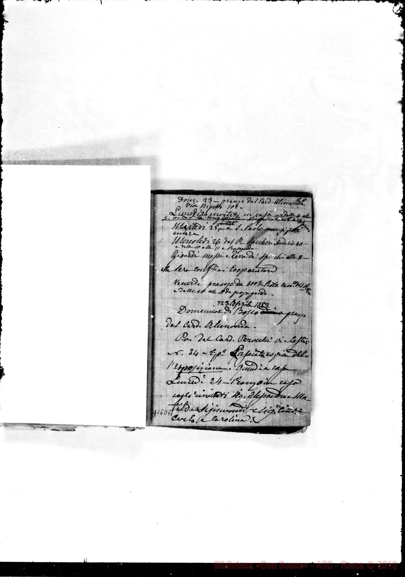 Fotogramma D 11 — Memoriale 1882. Alcuni appunti sul viaggio A Roma nel 1882