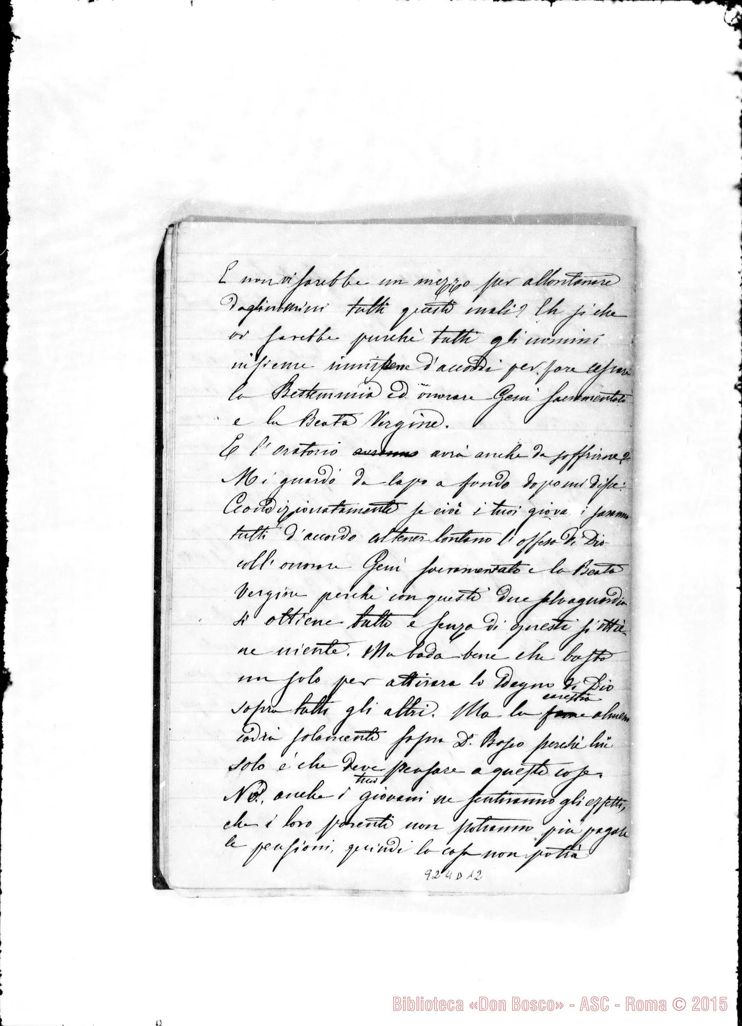 Fotogramma D 12 — Fatti particolari. 1867. «D. Bosco ai suoi giovani…»
