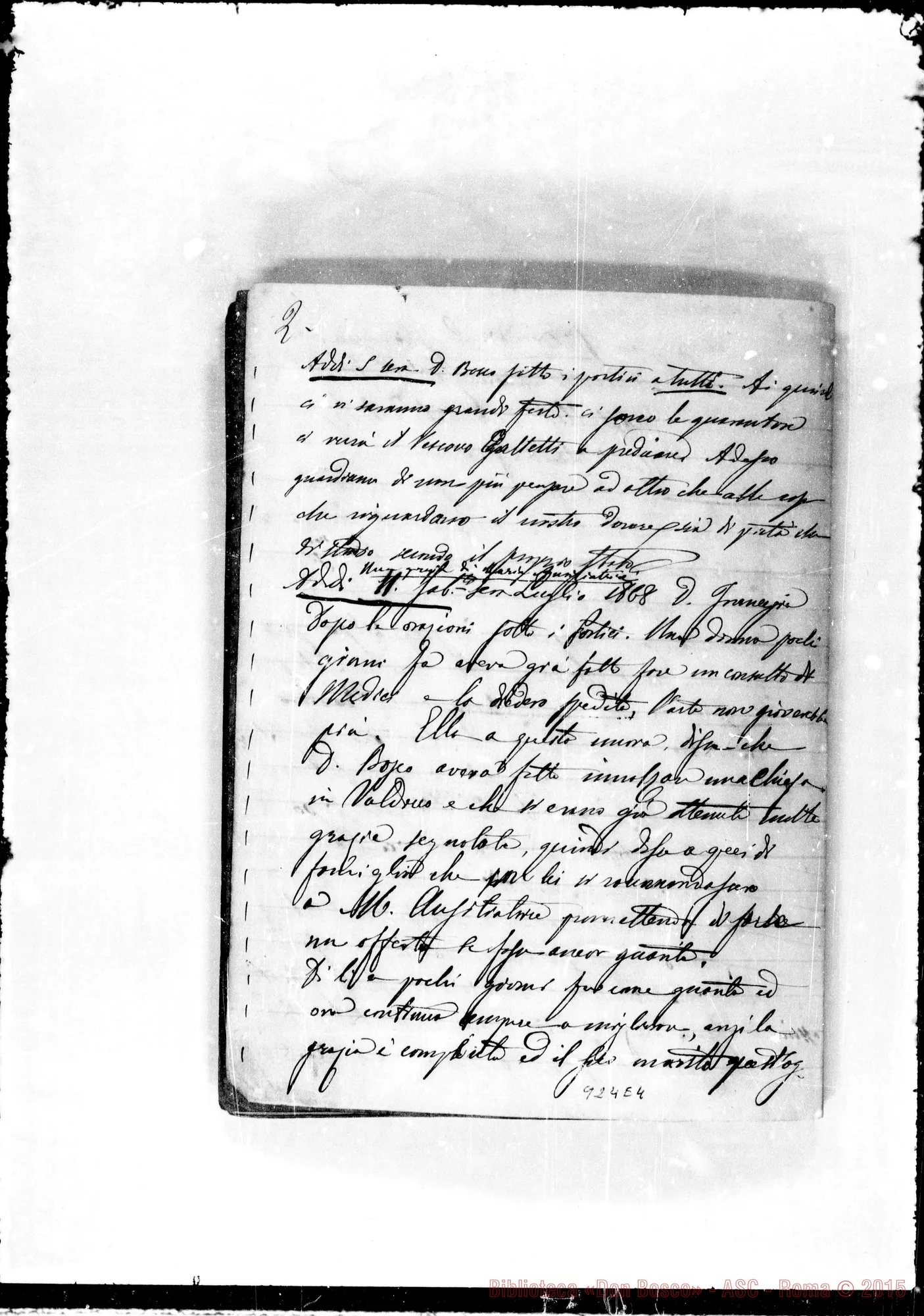 Fotogramma E 4 — Cronaca 1868-1869. «24 giugno Festa di S. Giovanni…»