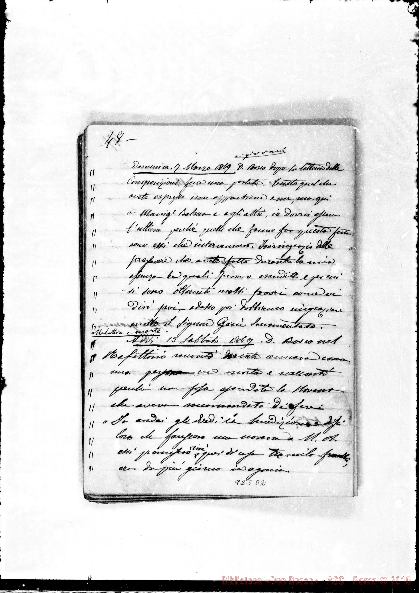 Fotogramma D 2 — Cronaca 1868-1869. «24 giugno Festa di S. Giovanni…»