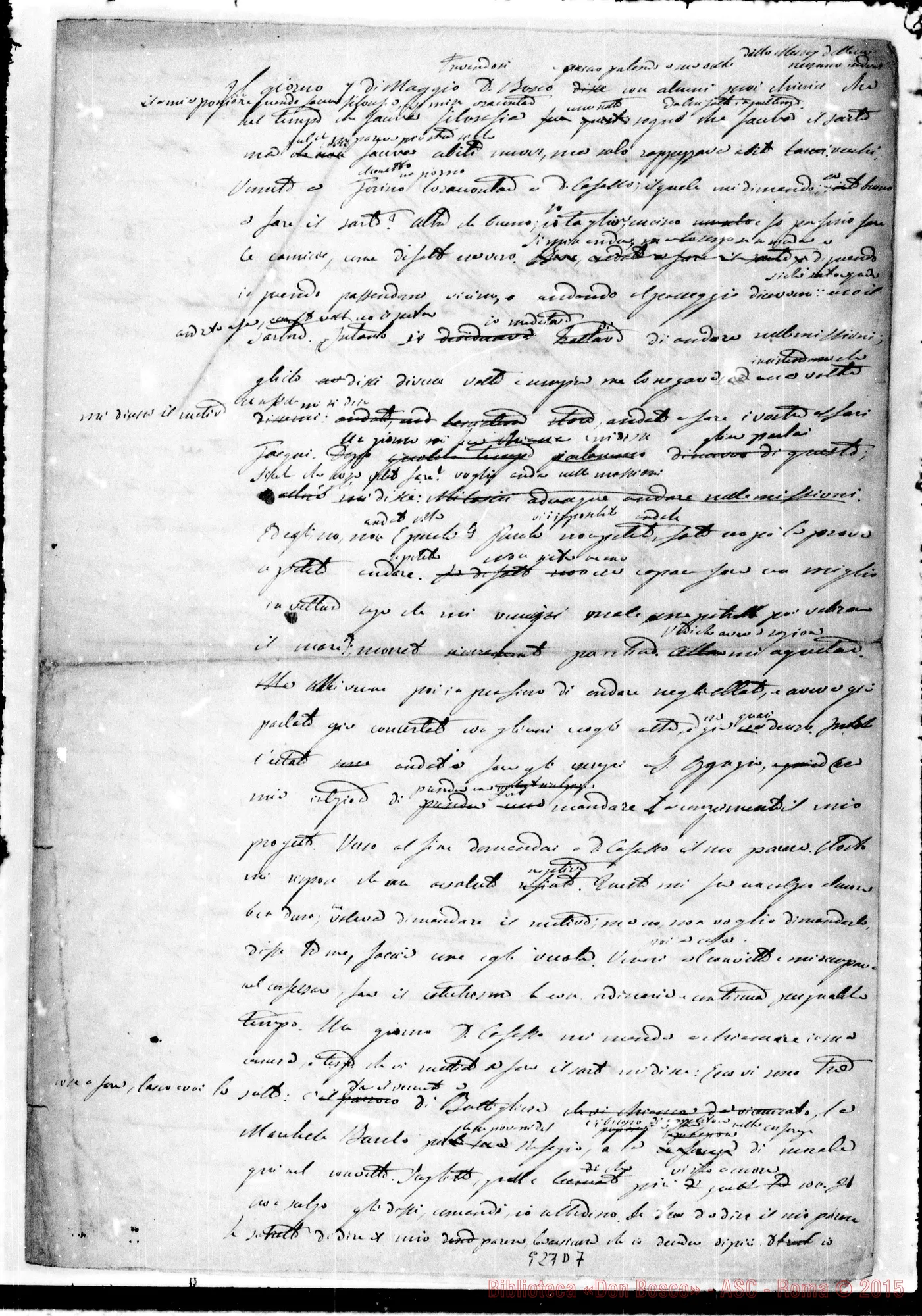 Fotogramma D 7 — Cagliero Giov.: Relazione sulla vita di D. Bosco: «Principio degli studi…»