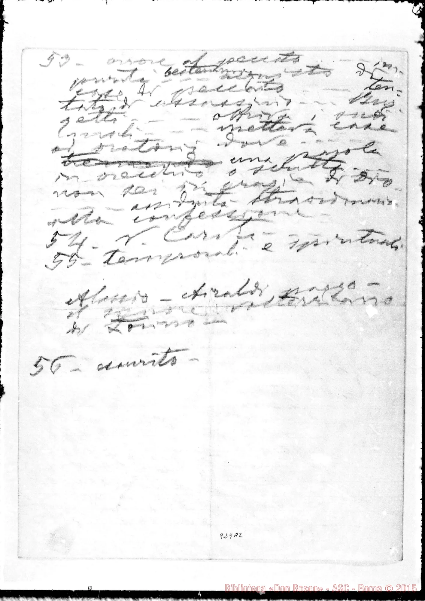 Fotogramma A 2 — Appunti A matita per il processo di beatificazione…