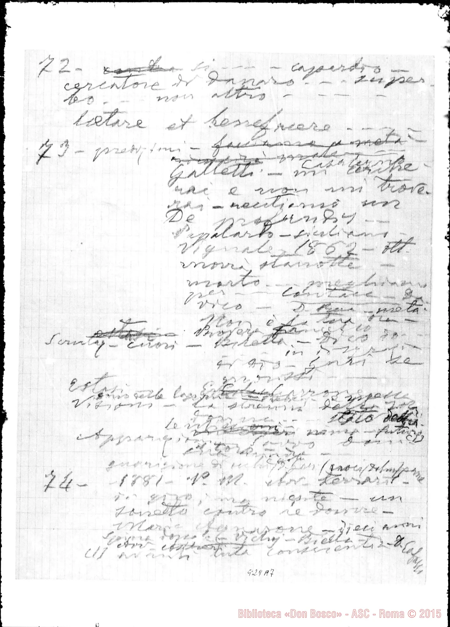 Fotogramma A 7 — Appunti A matita per il processo di beatificazione…