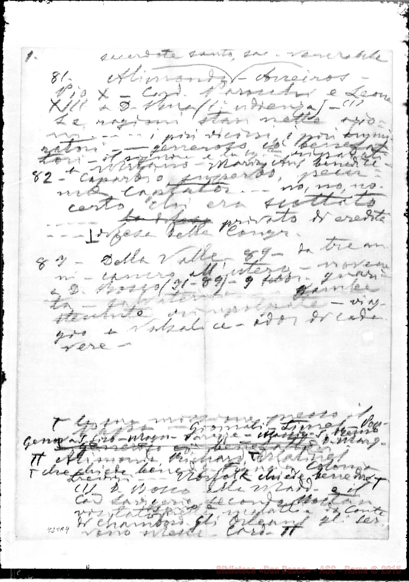 Fotogramma A 9 — Appunti A matita per il processo di beatificazione…