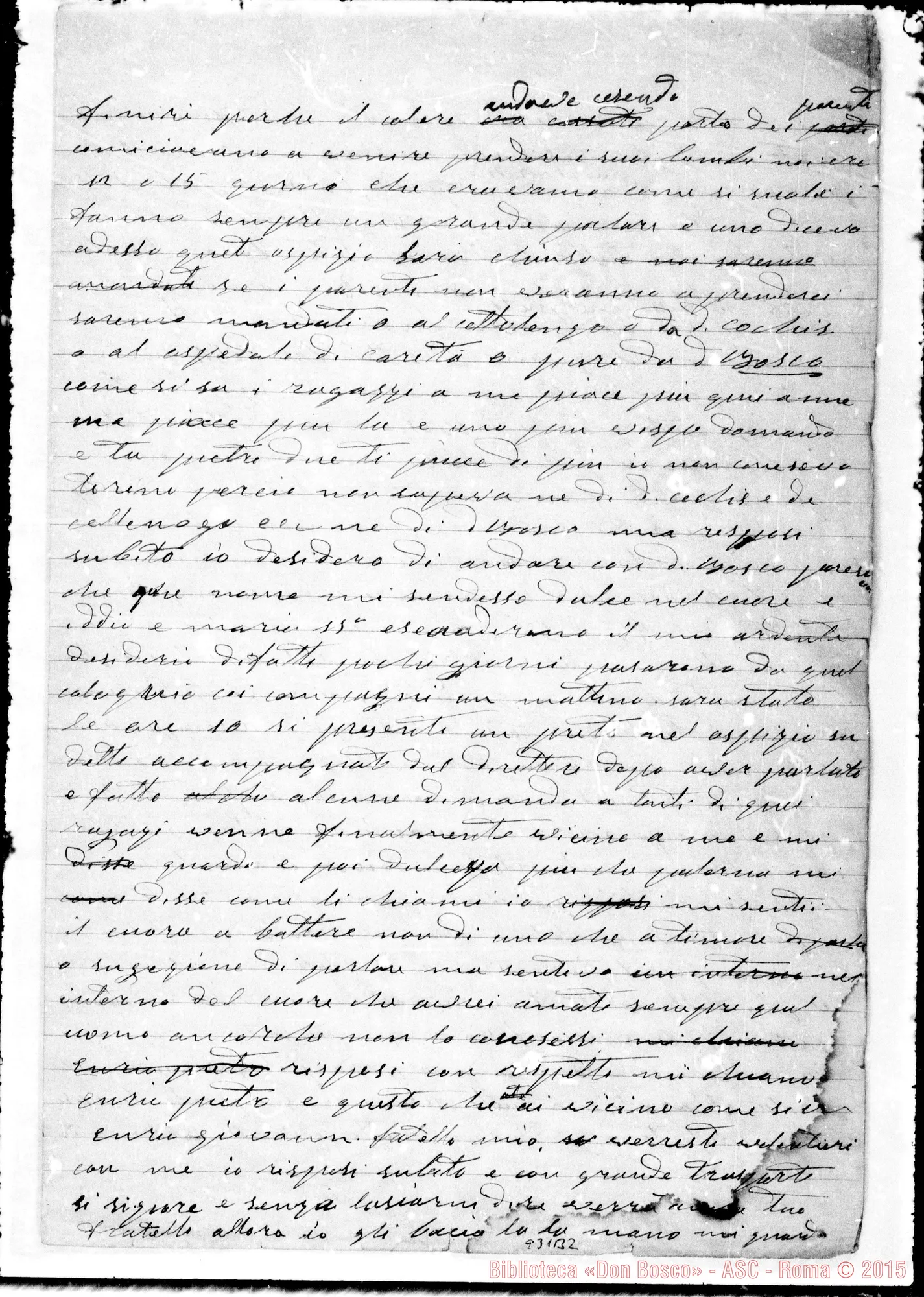 Fotogramma B 2 — Enria Pietro, coad.: Frammento di memorie su D. Bosco: «Nel 1854 Iddio mandò…»