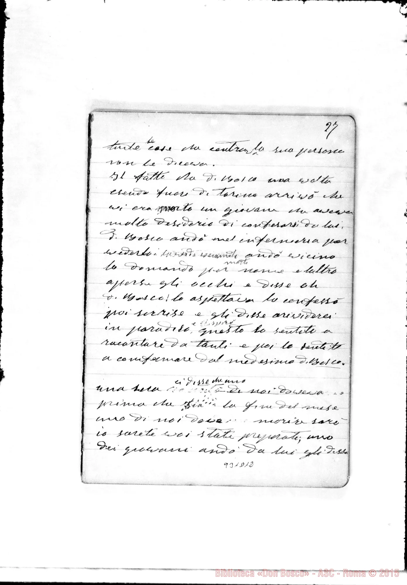 Fotogramma D 12 — Relazione sulla vita di D. Bosco. «Nel 1854…»