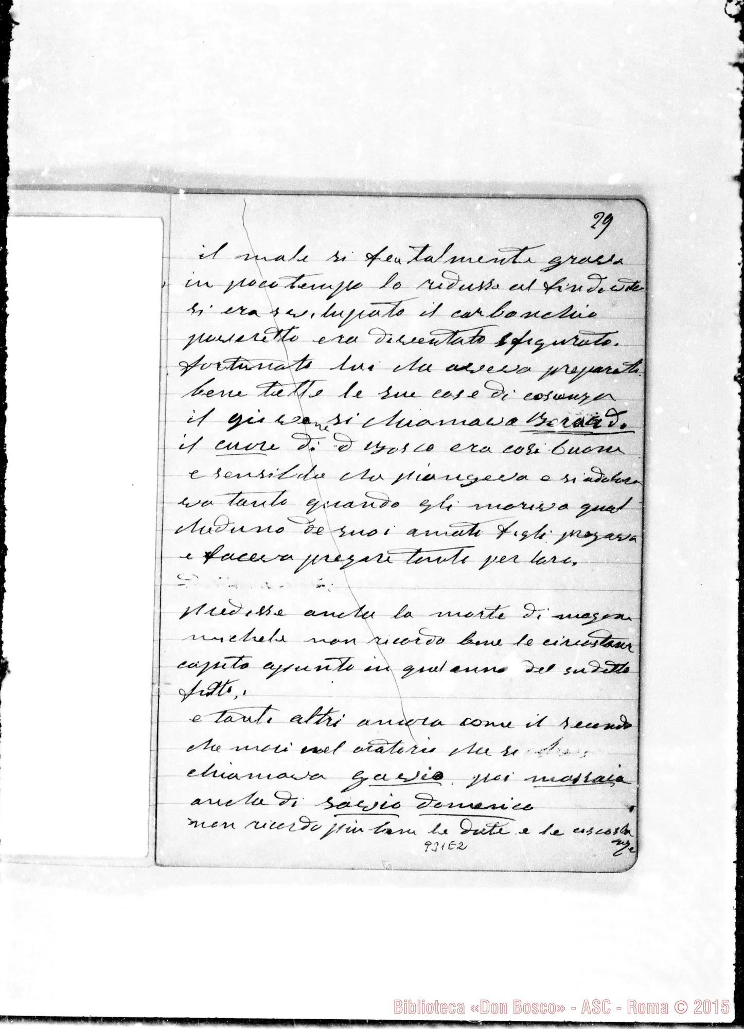 Fotogramma E 2 — Relazione sulla vita di D. Bosco. «Nel 1854…»
