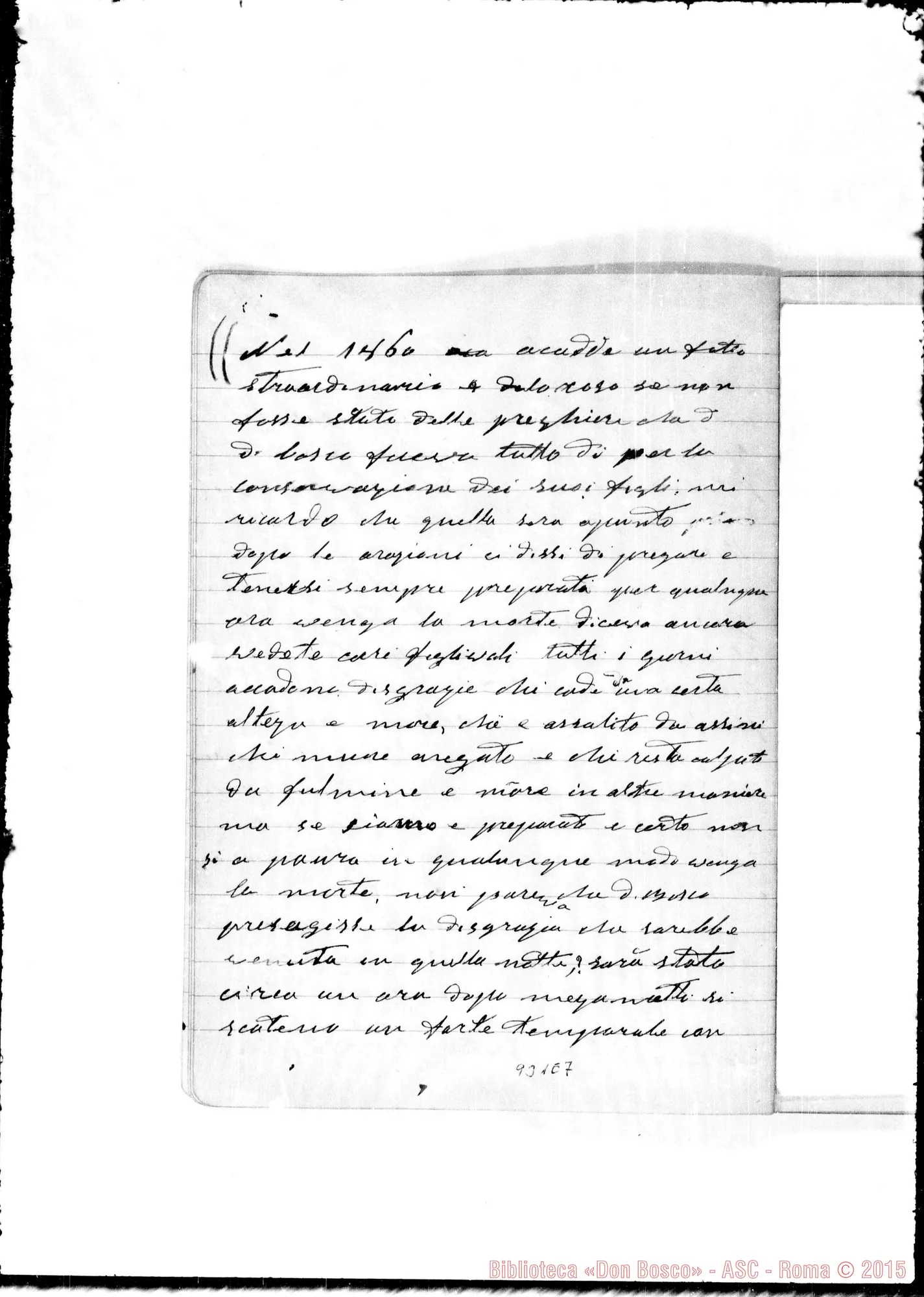 Fotogramma E 7 — Relazione sulla vita di D. Bosco. «Nel 1854…»
