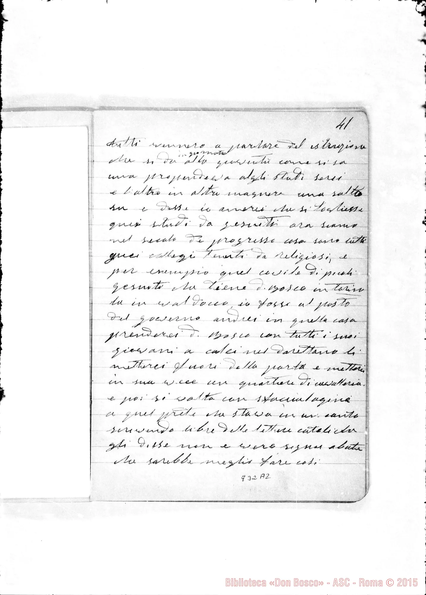 Fotogramma A 2 — Relazione sulla vita di D. Bosco. «Nel 1854…»