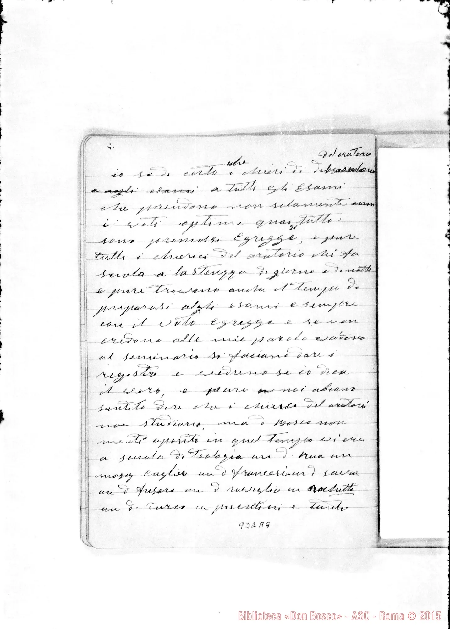 Fotogramma A 9 — Relazione sulla vita di D. Bosco. «Nel 1854…»