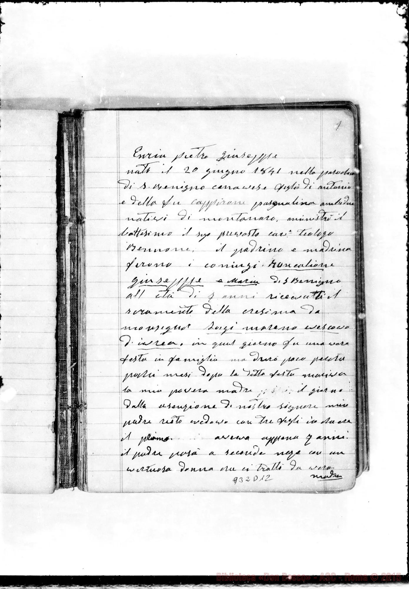 Fotogramma D 12 — «Enria Pietro Giuseppe, nato il…»