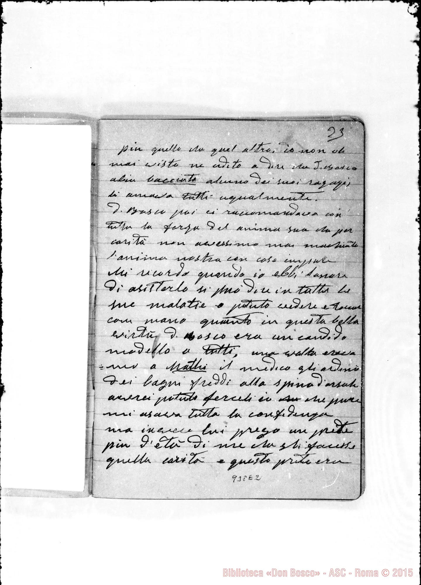 Fotogramma E 2 — Deposizione per la causa del Servo di Dio Giov. Bosco
