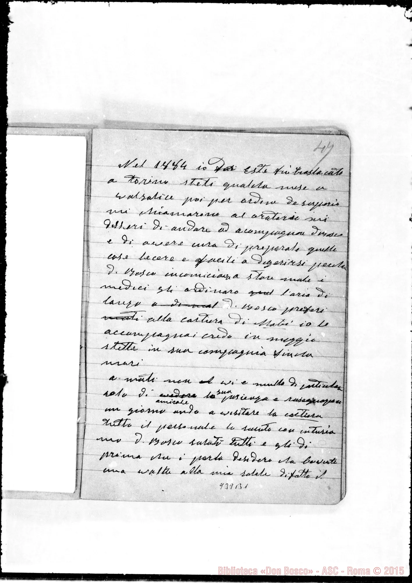 Fotogramma B 1 — Deposizione per la causa del Servo di Dio Giov. Bosco