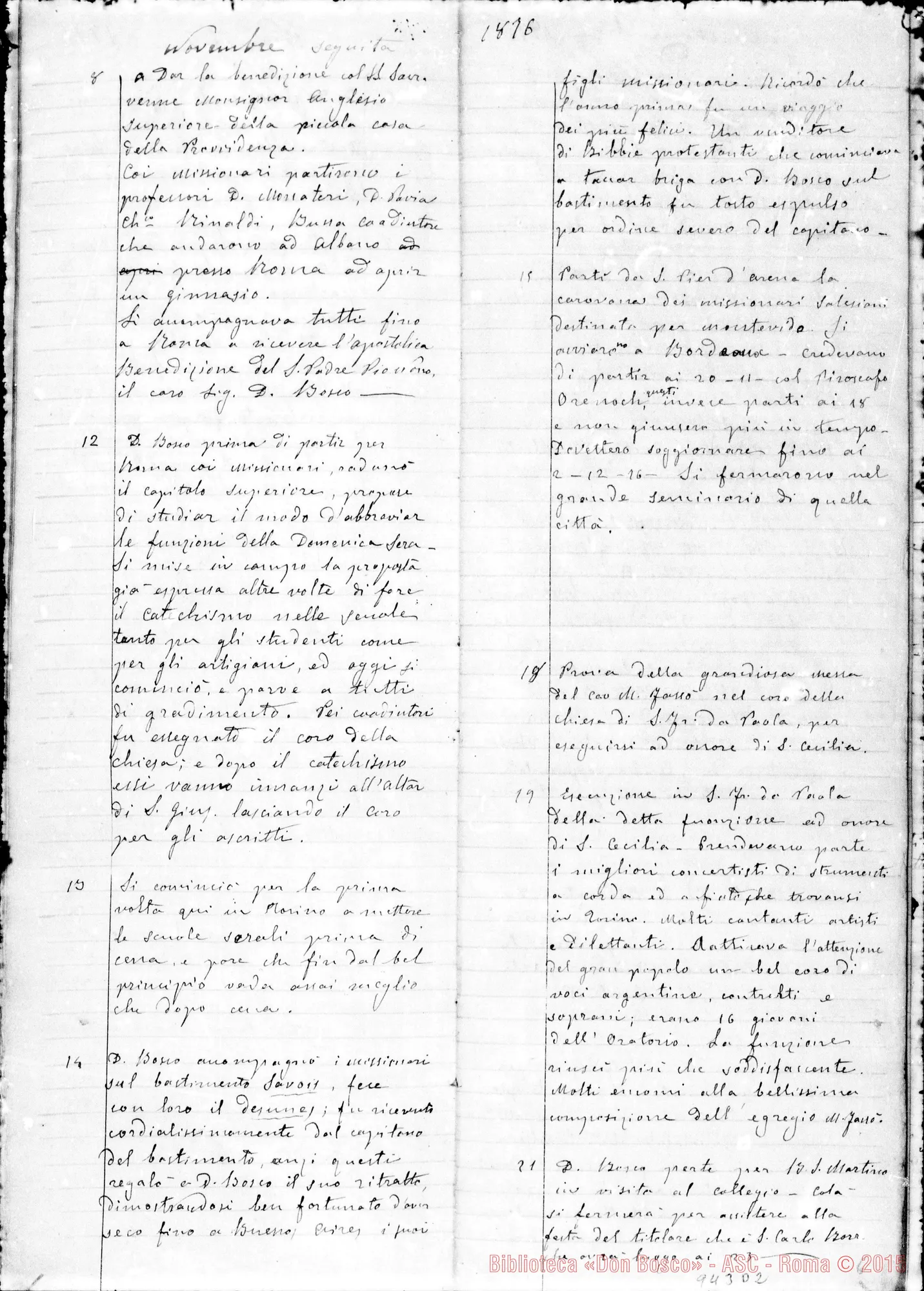 Fotogramma D 2 — Lazzero Giuseppe, sac. SDB: Diario dell’Oratorio di S. Frco. di Sales…