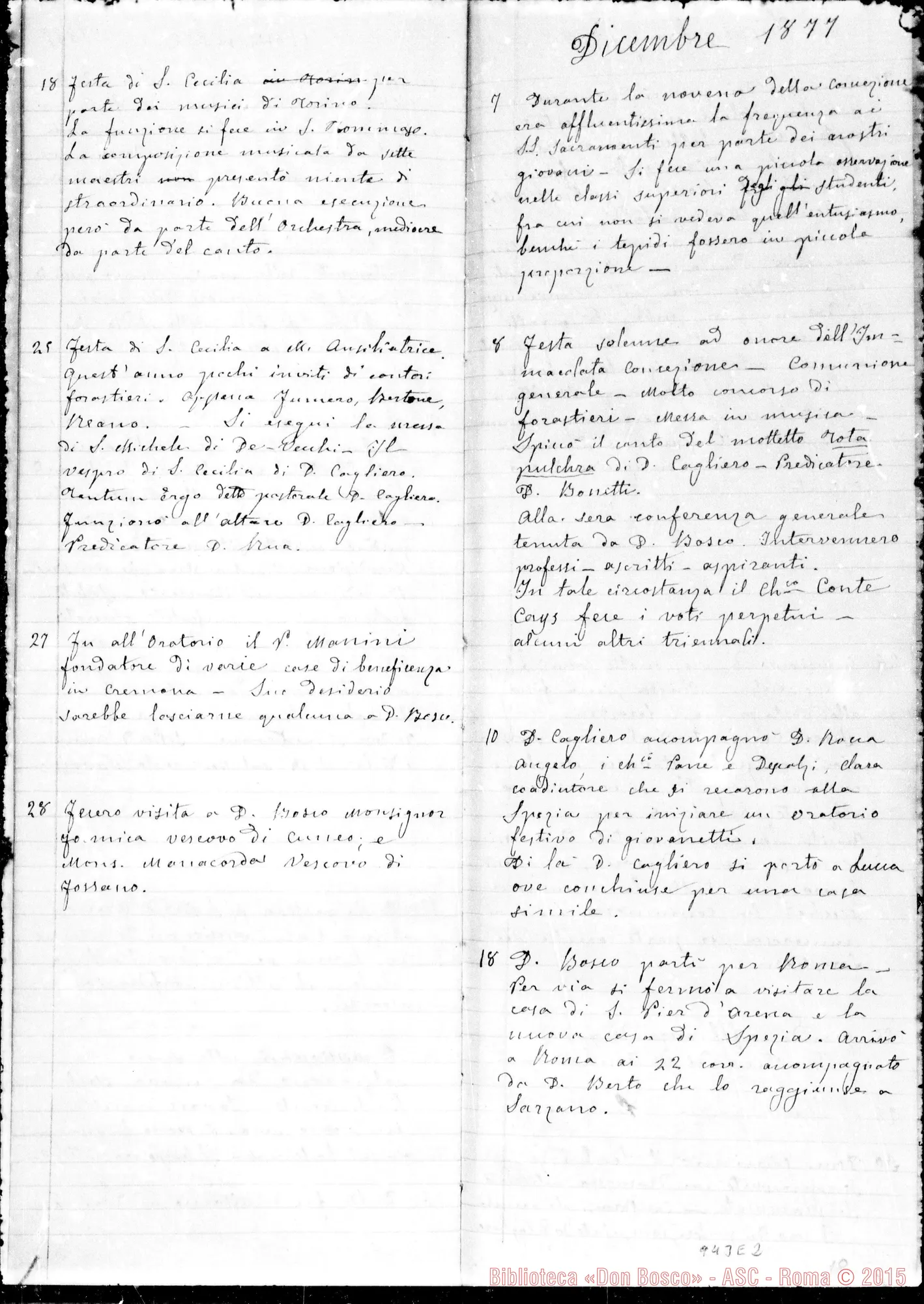 Fotogramma E 2 — Lazzero Giuseppe, sac. SDB: Diario dell’Oratorio di S. Frco. di Sales…