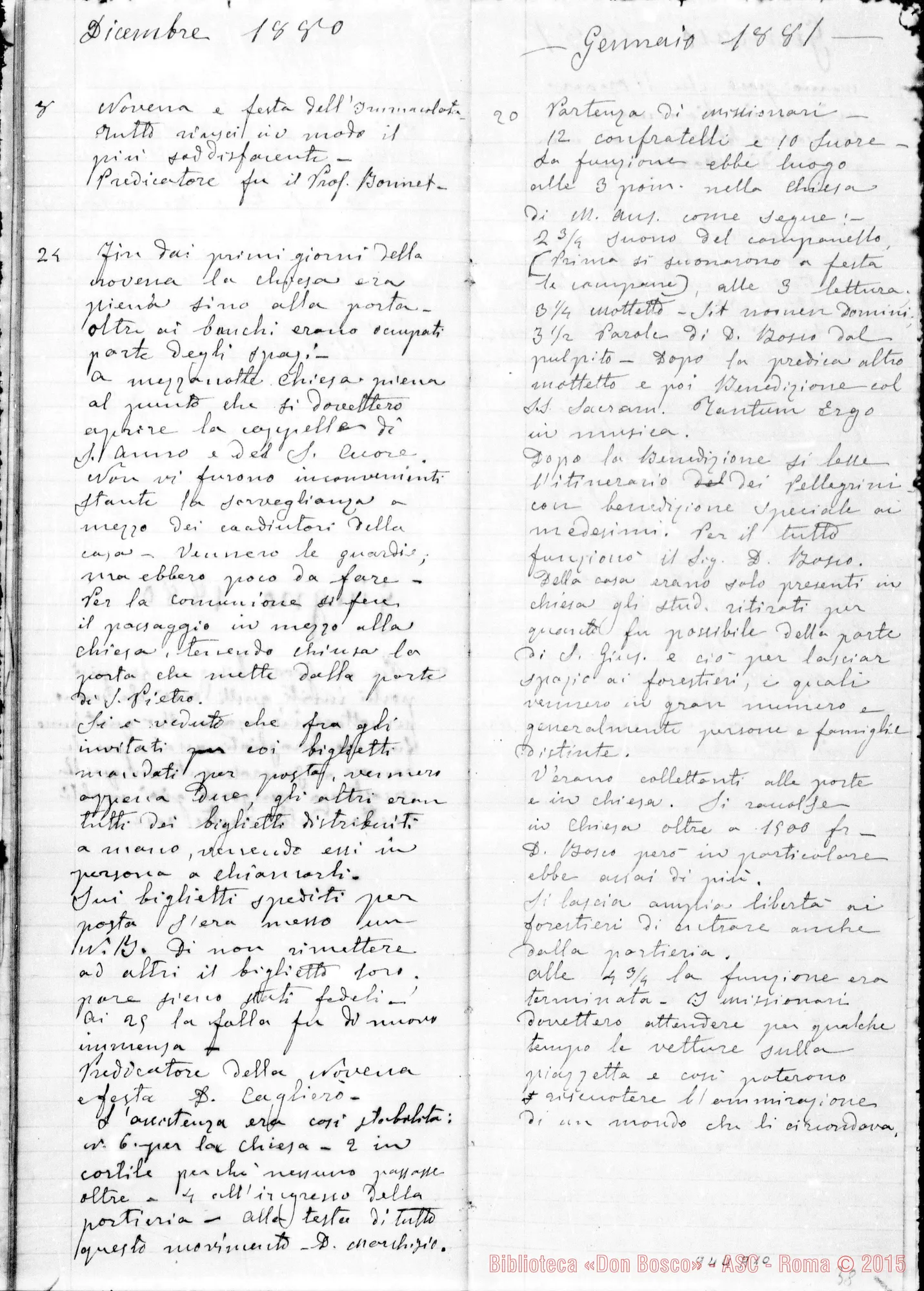 Fotogramma A 10 — Lazzero Giuseppe, sac. SDB: Diario dell’Oratorio di S. Frco. di Sales…