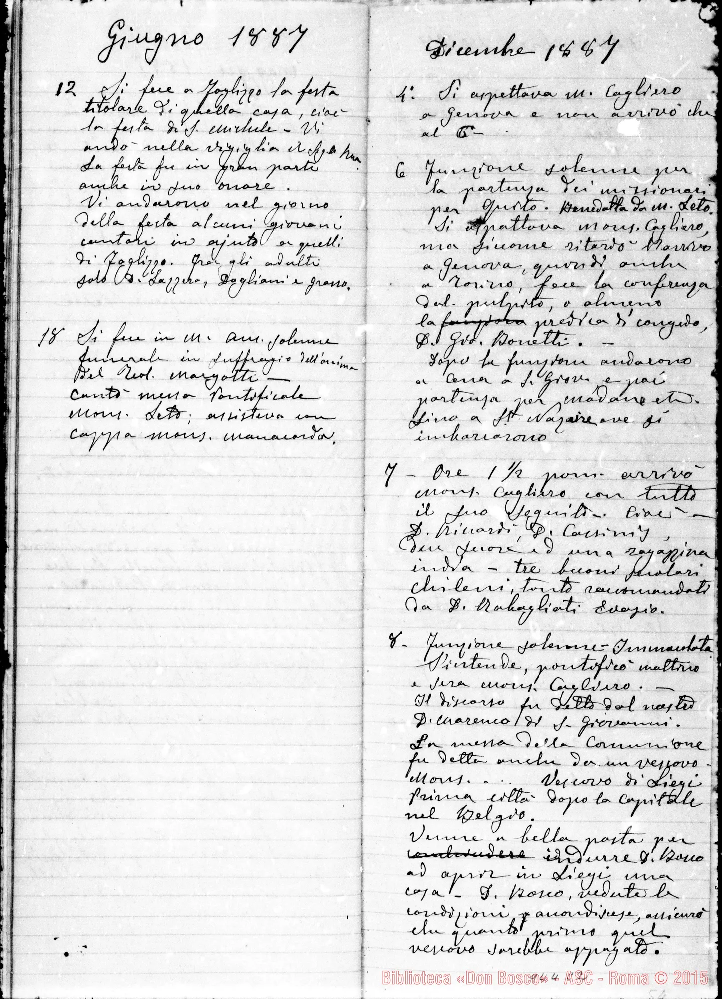 Fotogramma C 2 — Lazzero Giuseppe, sac. SDB: Diario dell’Oratorio di S. Frco. di Sales…