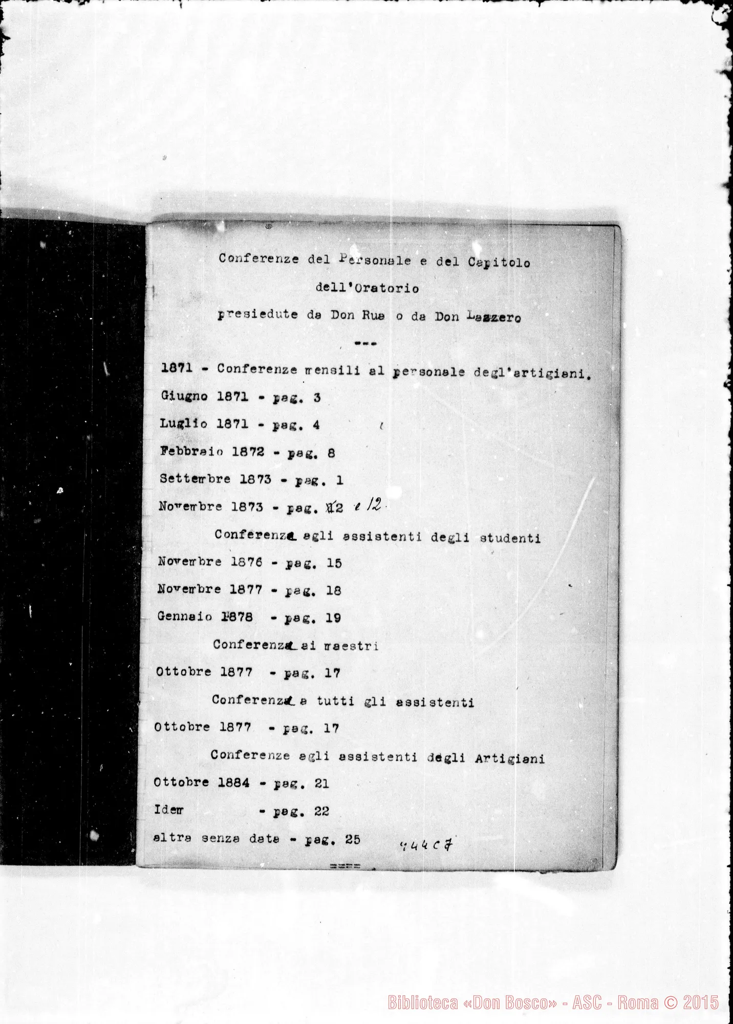 Fotogramma C 7 — Adunanze del Personale E del Capitolo dell’Oratorio…