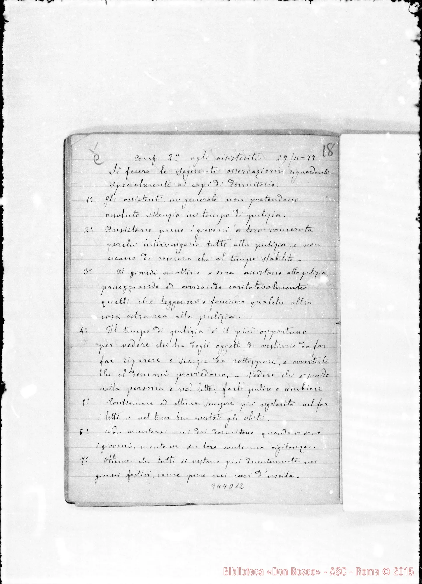 Fotogramma D 12 — Adunanze del Personale E del Capitolo dell’Oratorio…